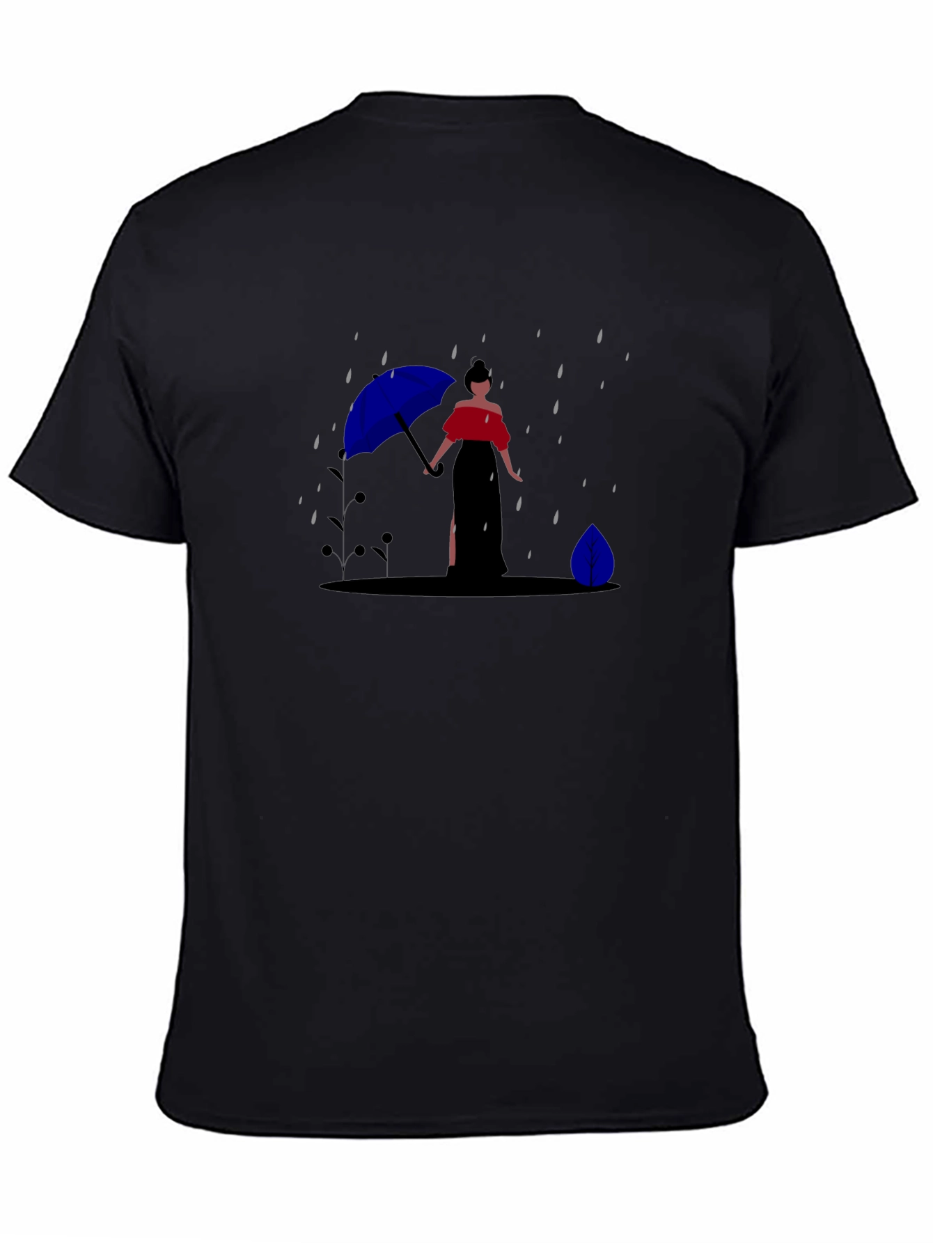 Stylish Black Tee with Rainy Day Graphic