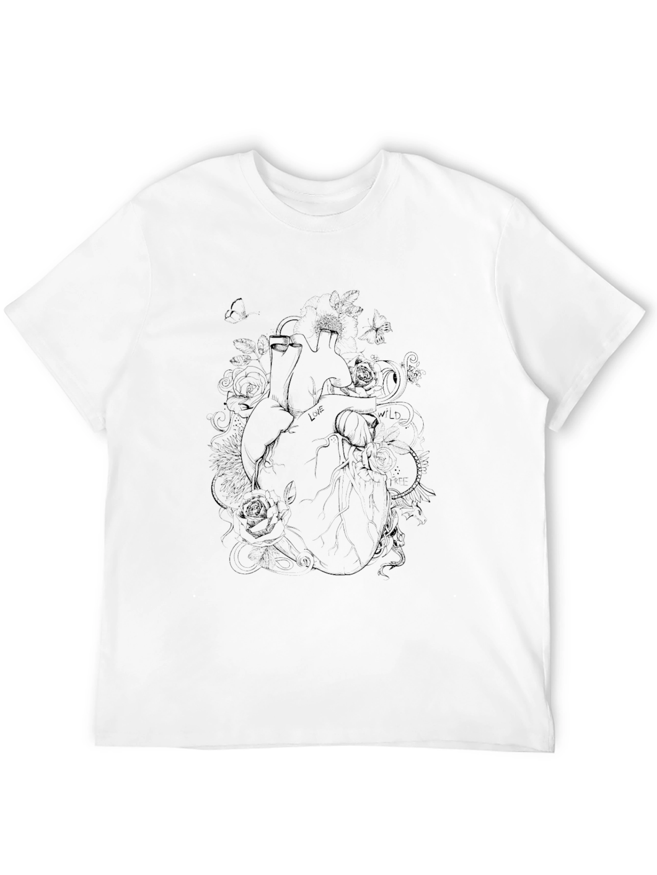 Anatomical Heart Rose T-Shirt - Black Cotton Blend Tee