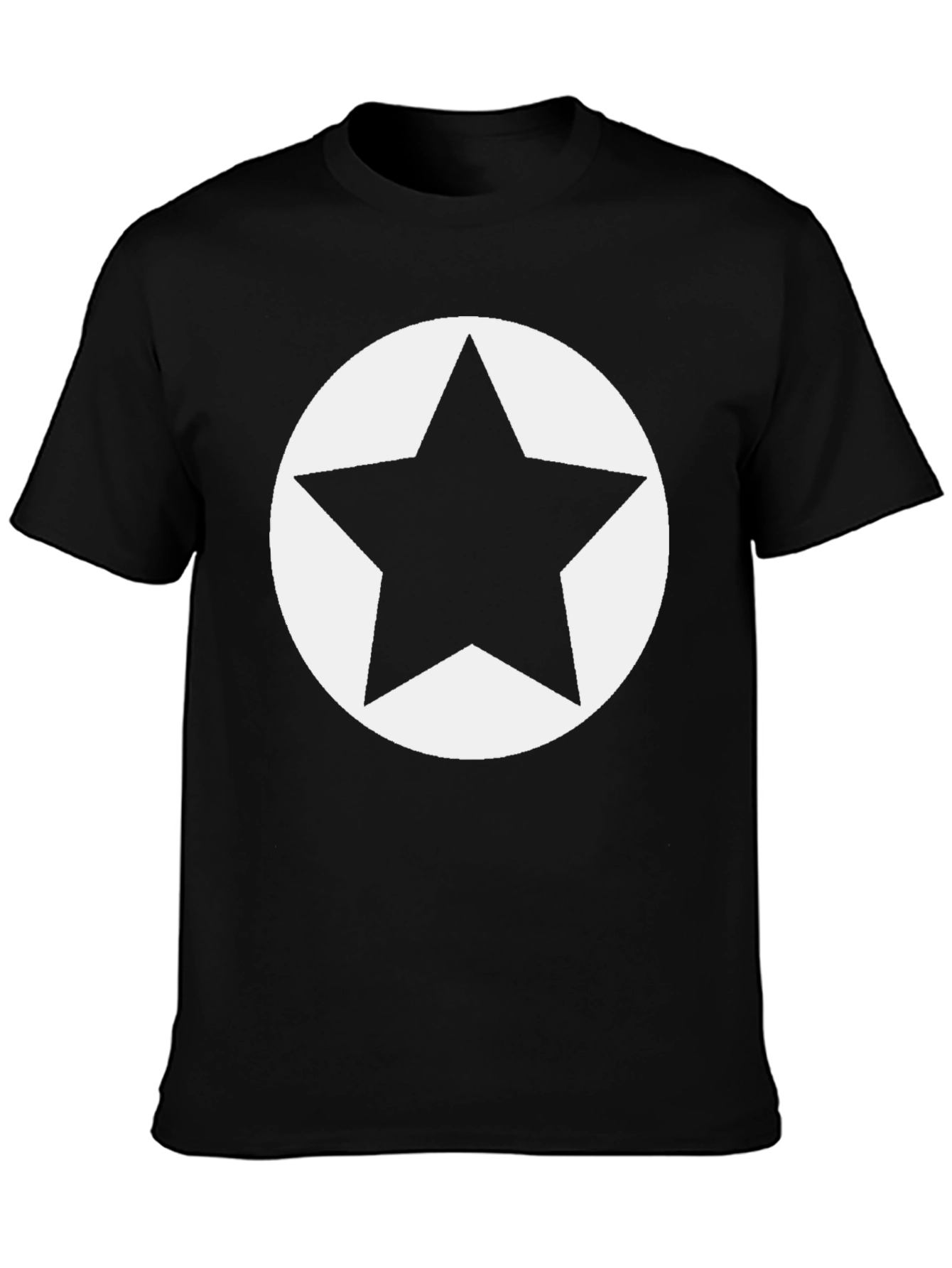Bold Star Graphic Tee - Black Cotton Casual Shirt