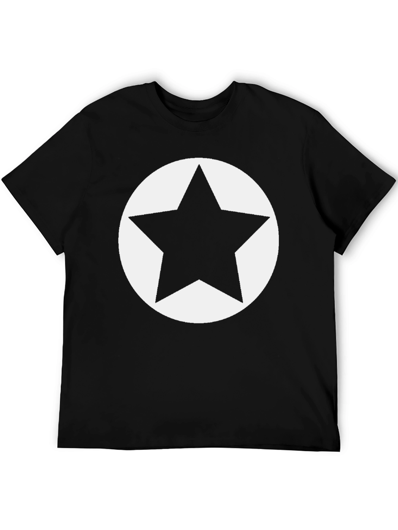 Bold Star Graphic Tee - Black Cotton Casual Shirt