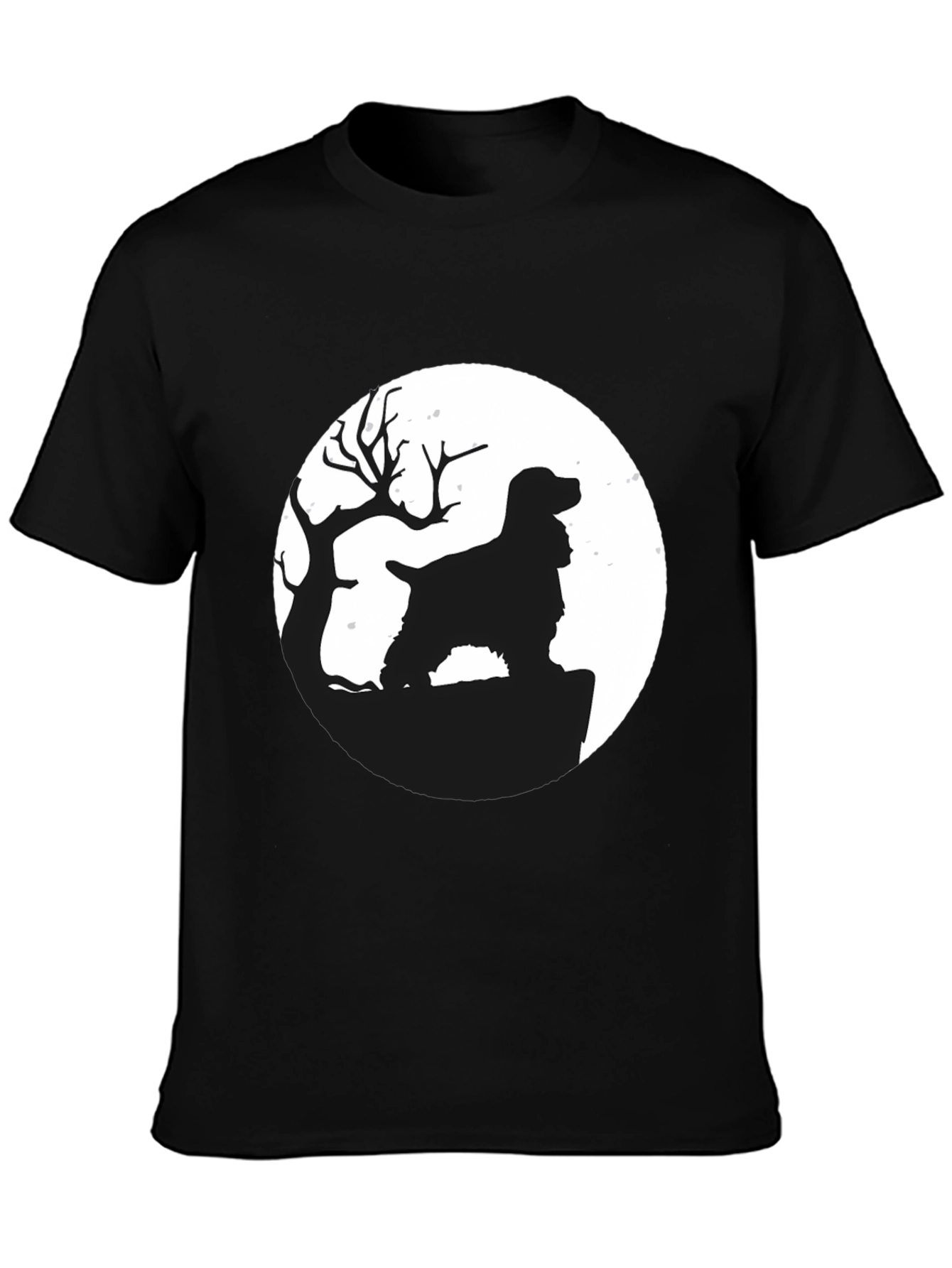 Dog Silhouette Moon Graphic T-Shirt