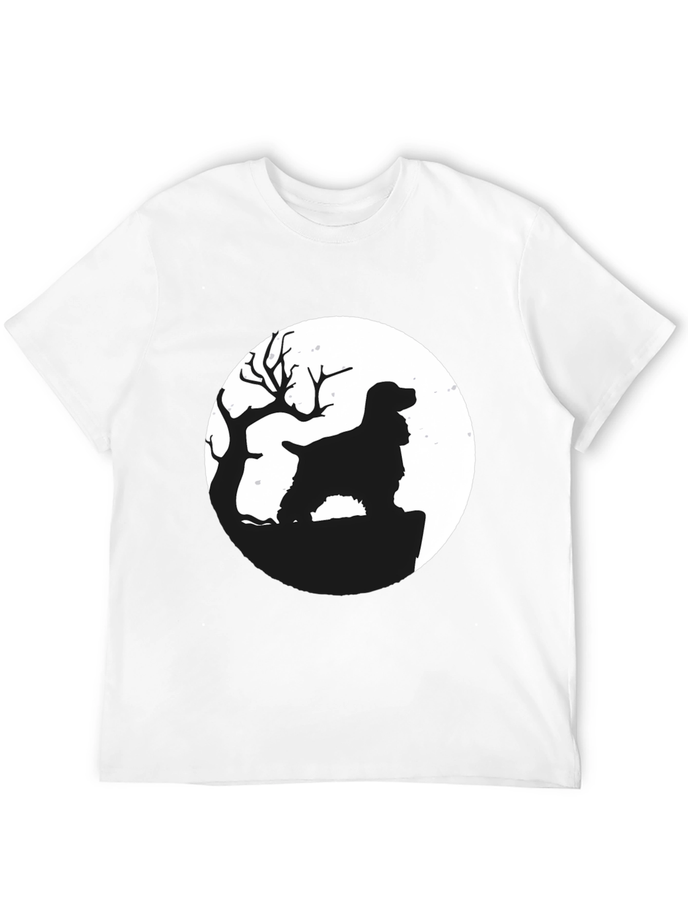 Dog Silhouette Moon Graphic T-Shirt