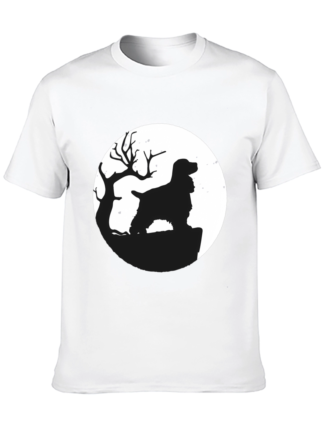 Dog Silhouette Moon Graphic T-Shirt