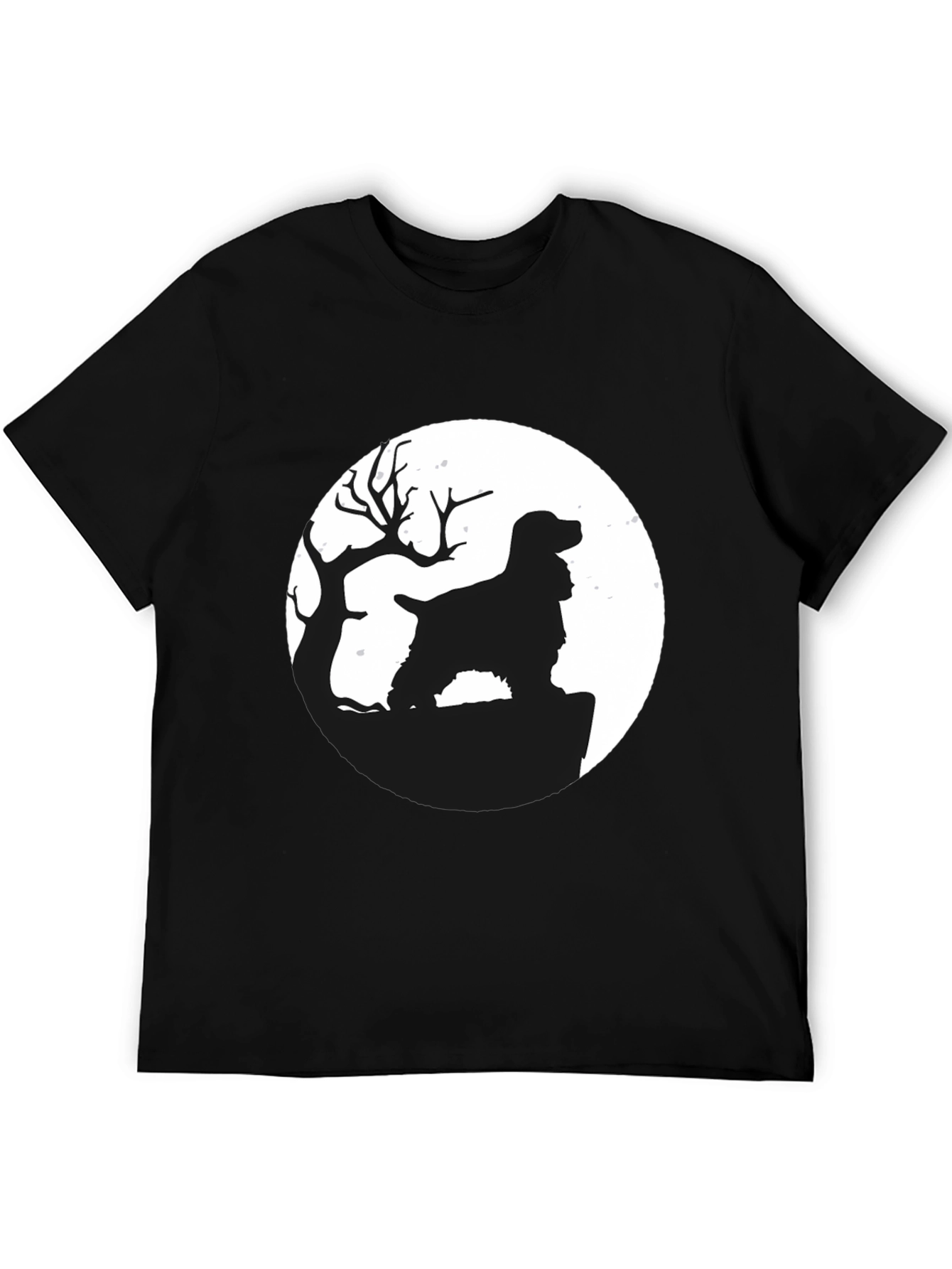 Dog Silhouette Moon Graphic T-Shirt