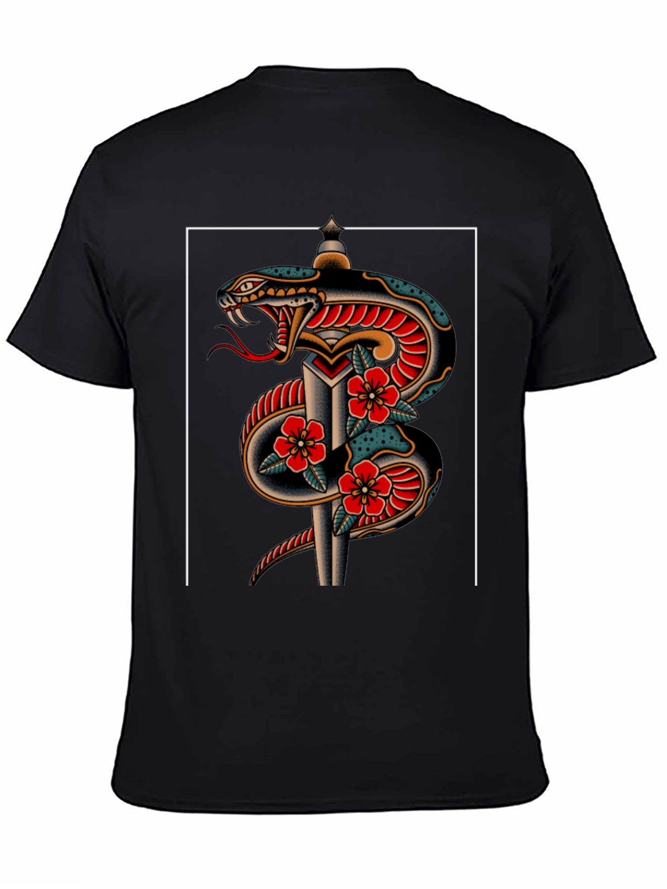 Snake & Dagger Graphic Tee - Edgy Tattoo Style