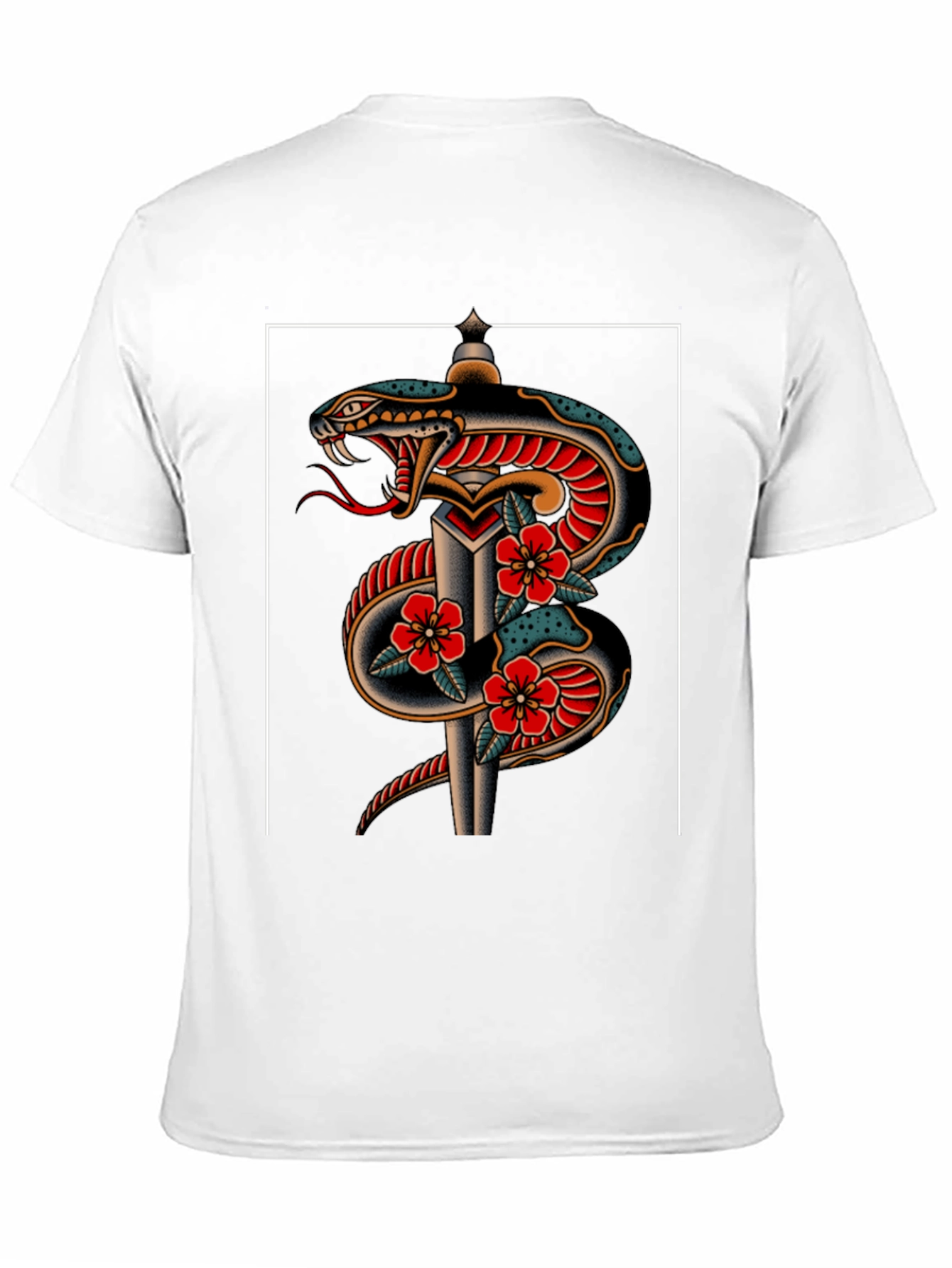 Snake & Dagger Graphic Tee - Edgy Tattoo Style