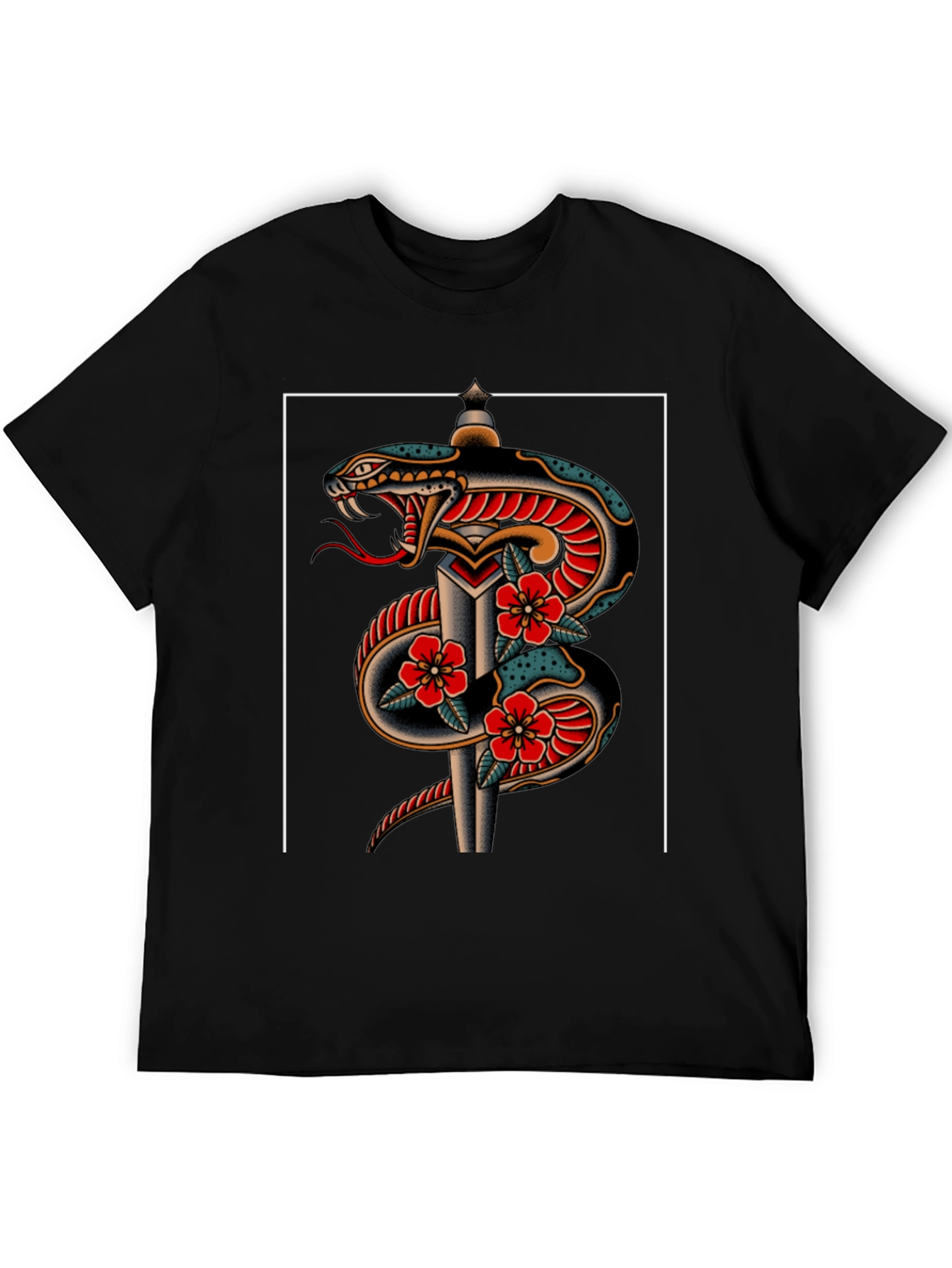 Snake & Dagger Graphic Tee - Edgy Tattoo Style