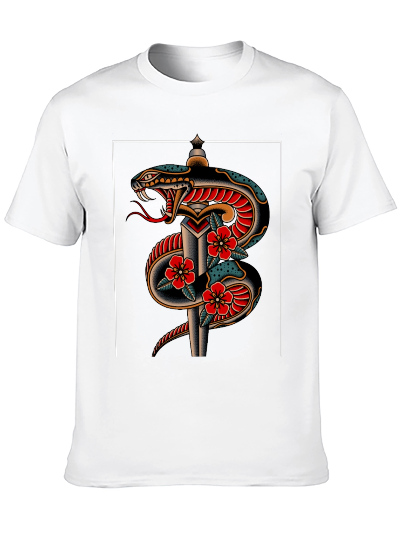 Snake & Dagger Graphic Tee - Edgy Tattoo Style