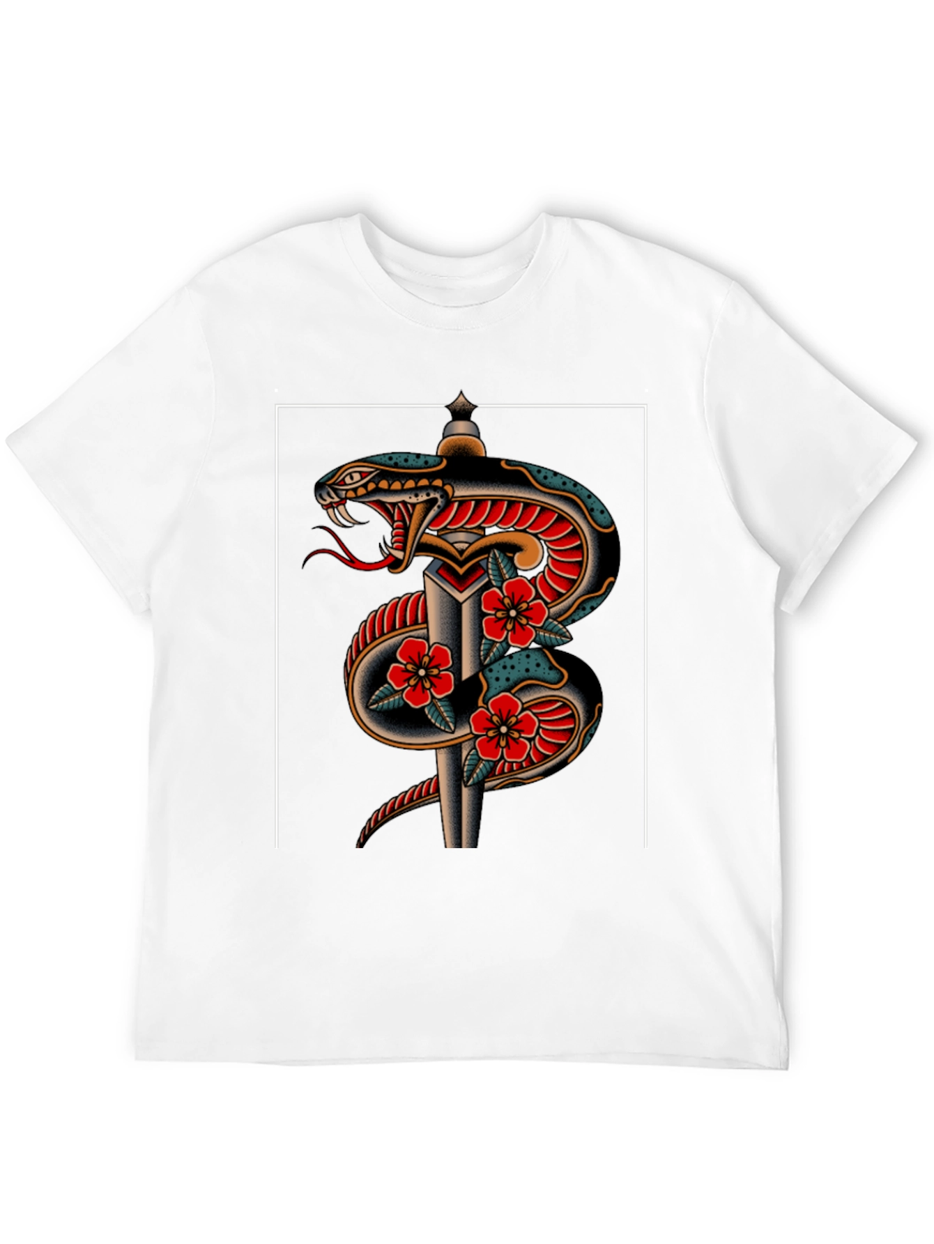 Snake & Dagger Graphic Tee - Edgy Tattoo Style