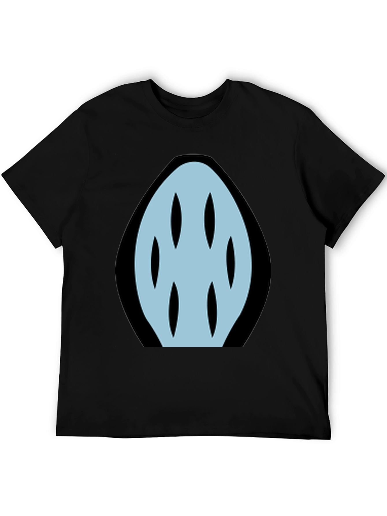Abstract Light Blue Graphic Print Black T-Shirt