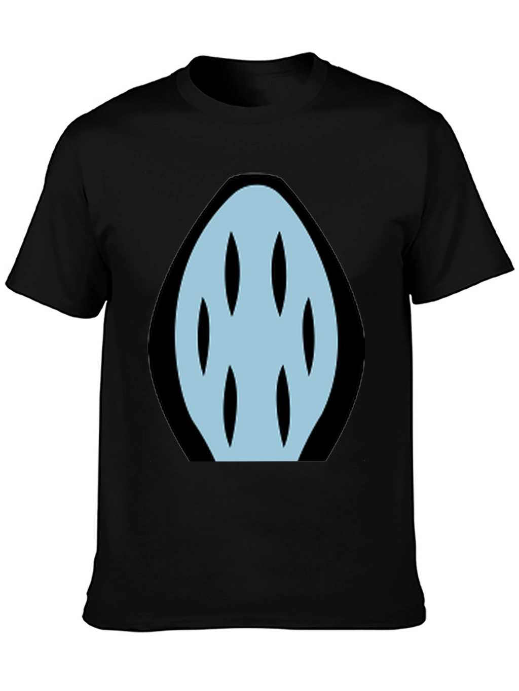 Abstract Light Blue Graphic Print Black T-Shirt