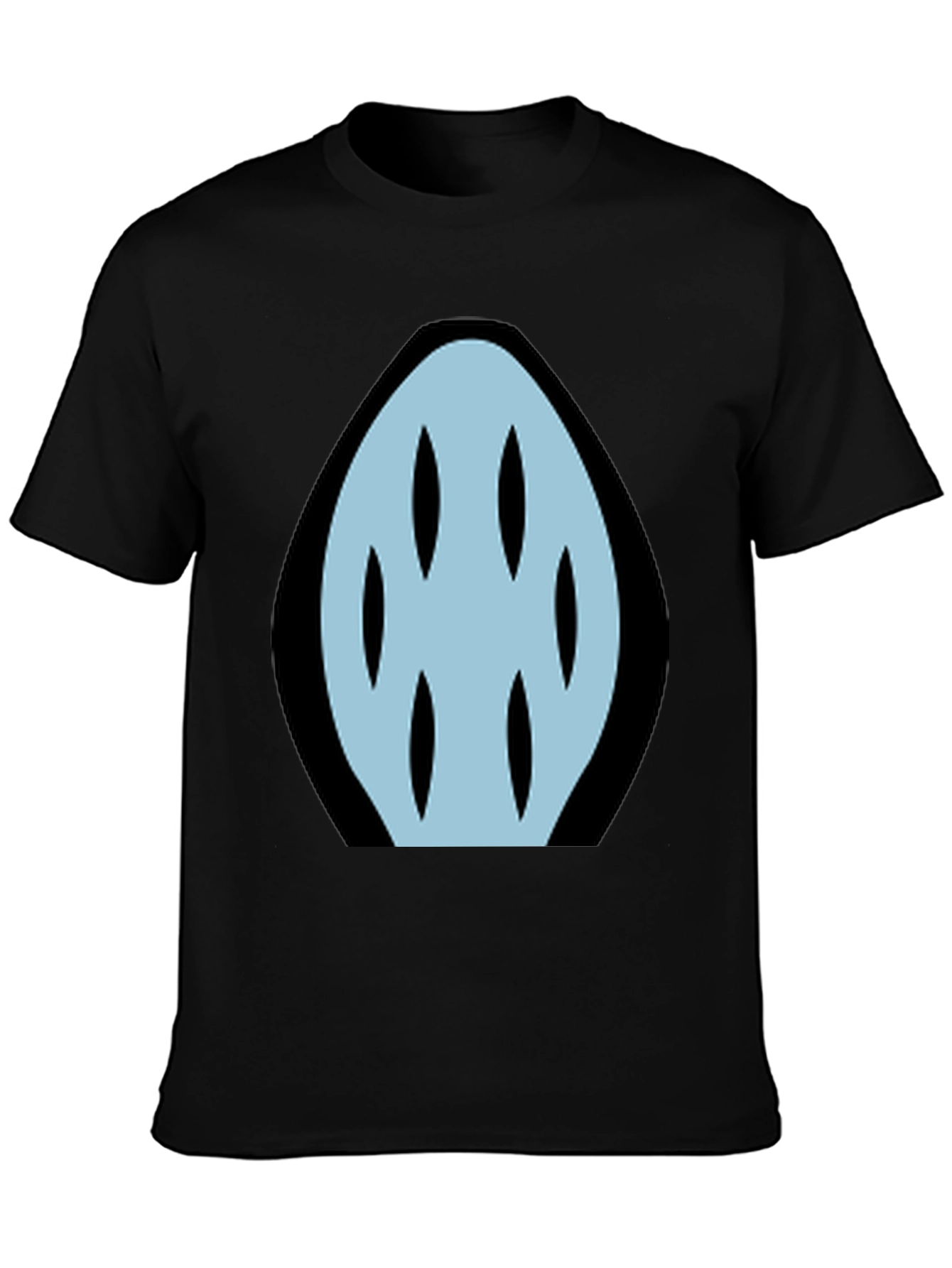 Abstract Light Blue Graphic Print Black T-Shirt