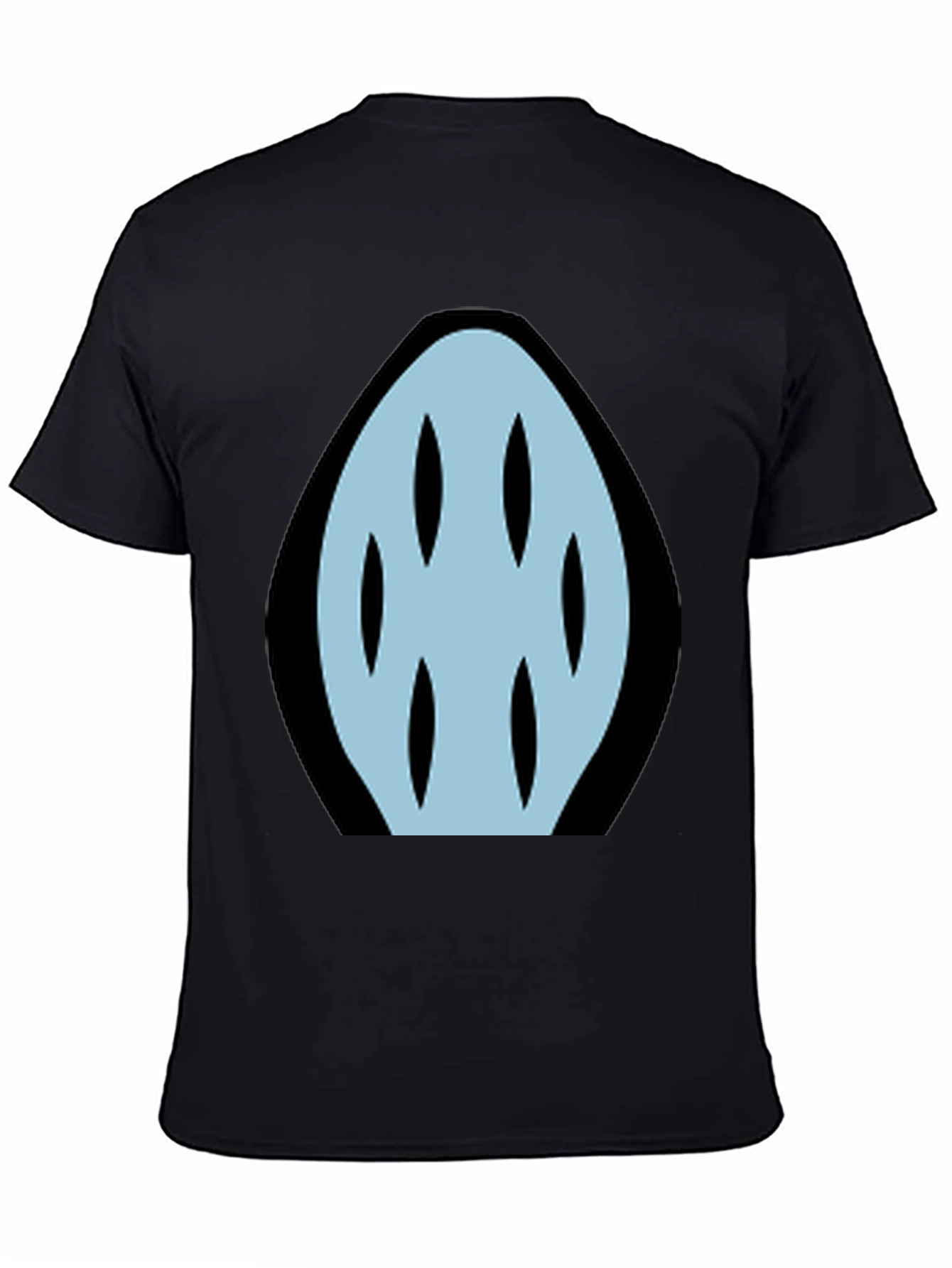 Abstract Light Blue Graphic Print Black T-Shirt