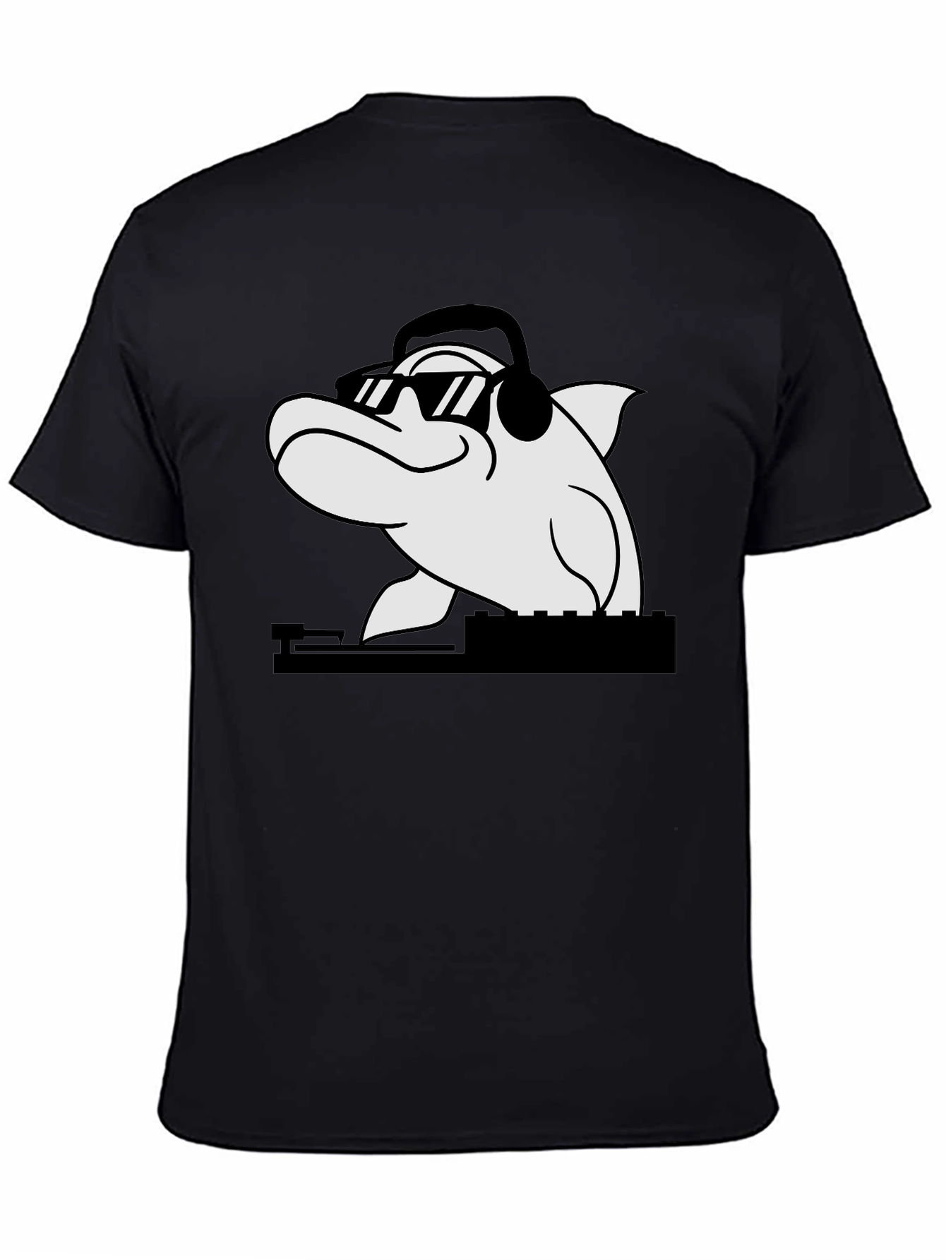 DJ Dolphin Graphic Tee - Black Cotton T-Shirt