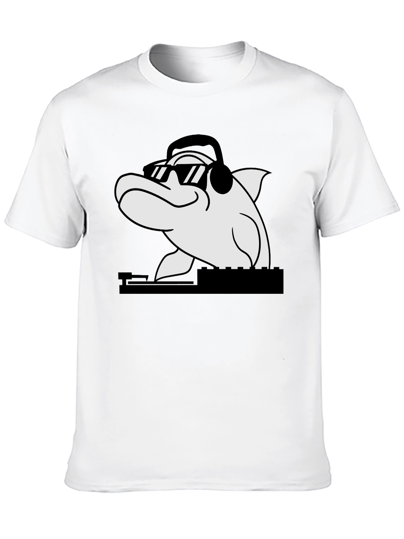 DJ Dolphin Graphic Tee - Black Cotton T-Shirt