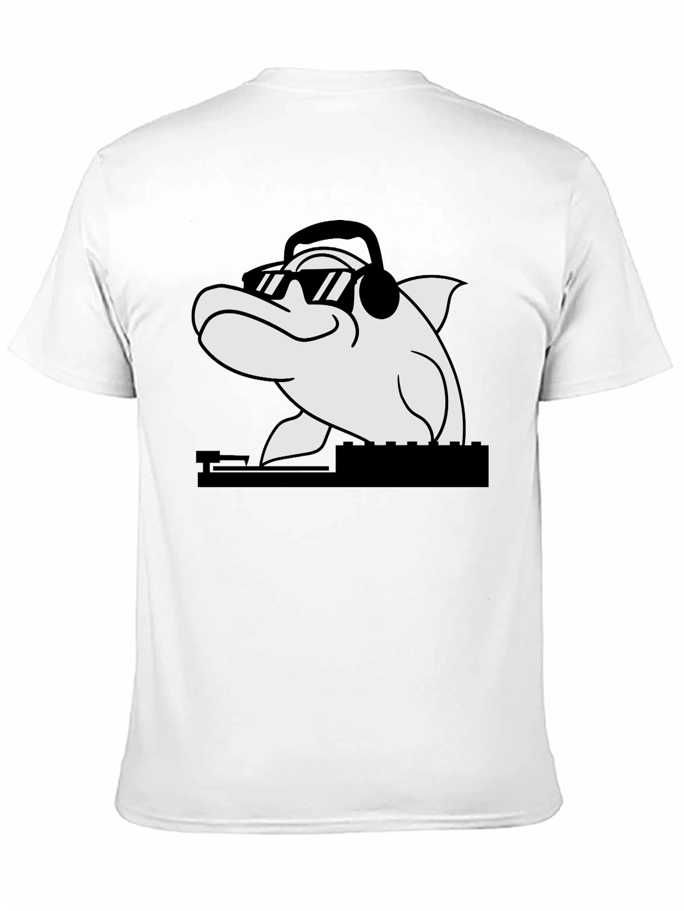 DJ Dolphin Graphic Tee - Black Cotton T-Shirt