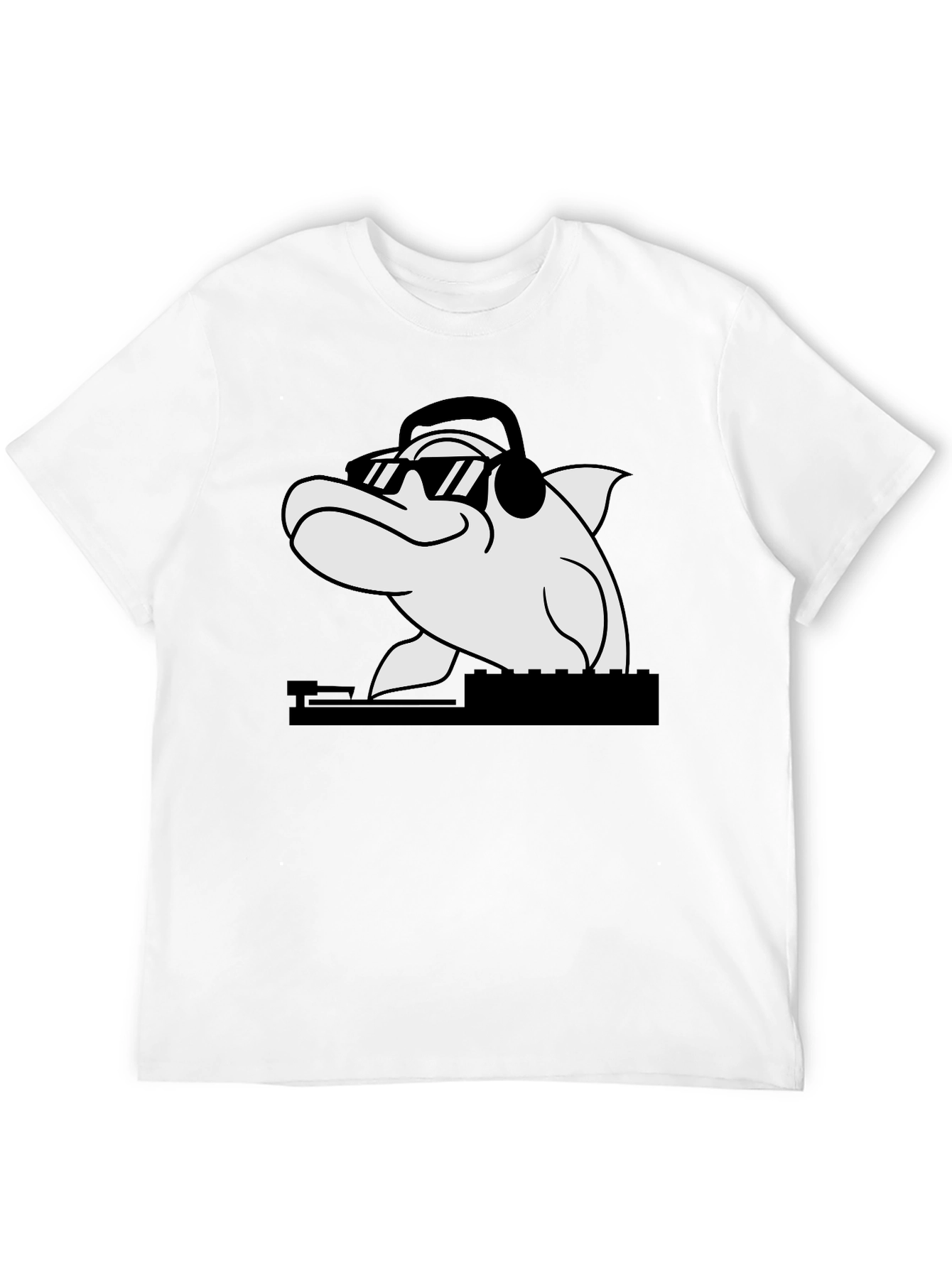 DJ Dolphin Graphic Tee - Black Cotton T-Shirt