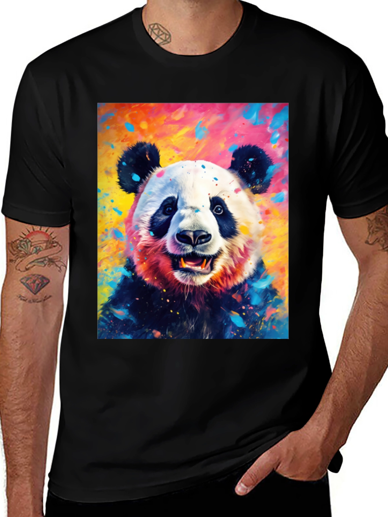 Colorful Panda Graphic T-Shirt - Unique Animal Design