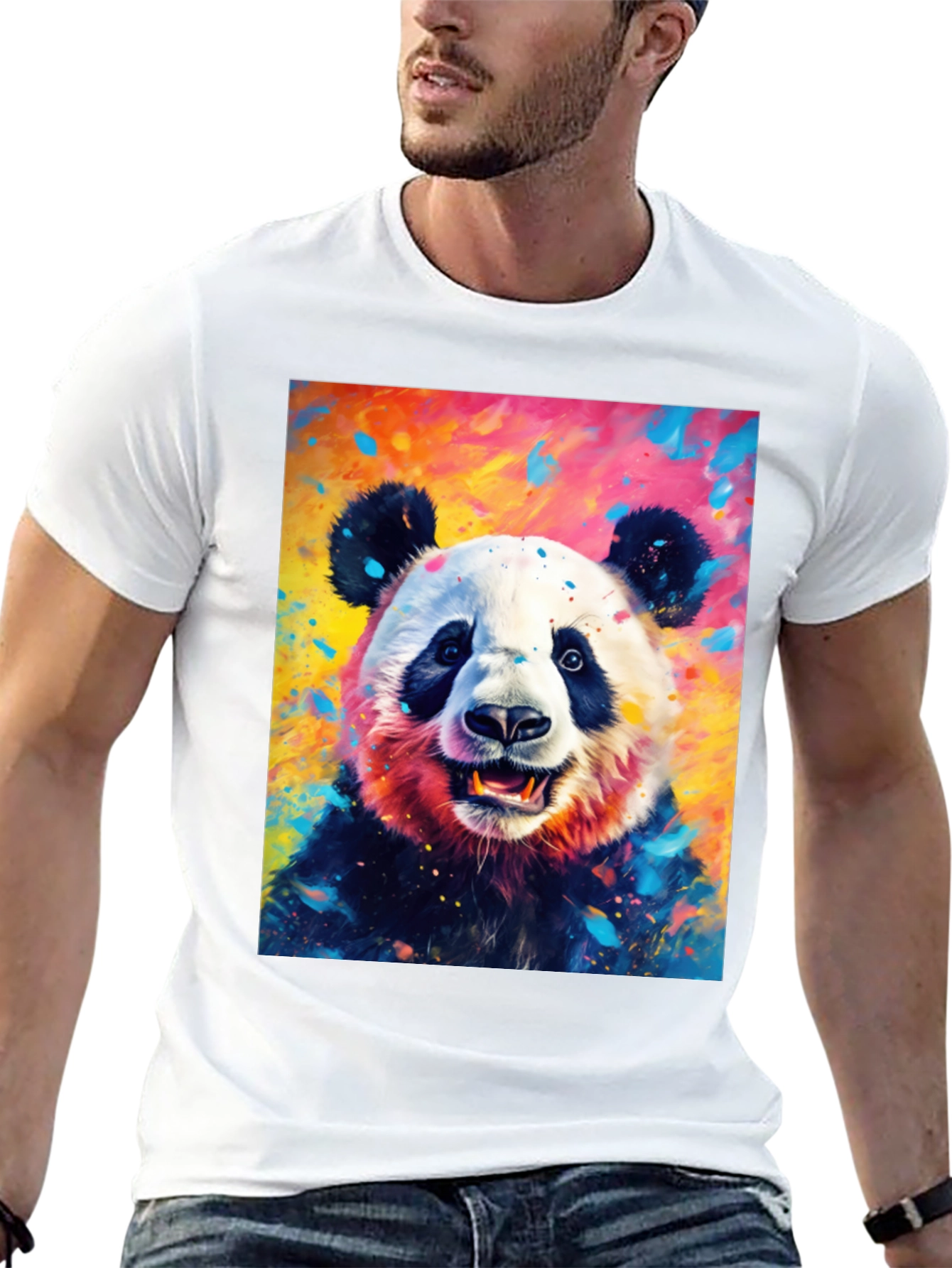 Colorful Panda Graphic T-Shirt - Unique Animal Design