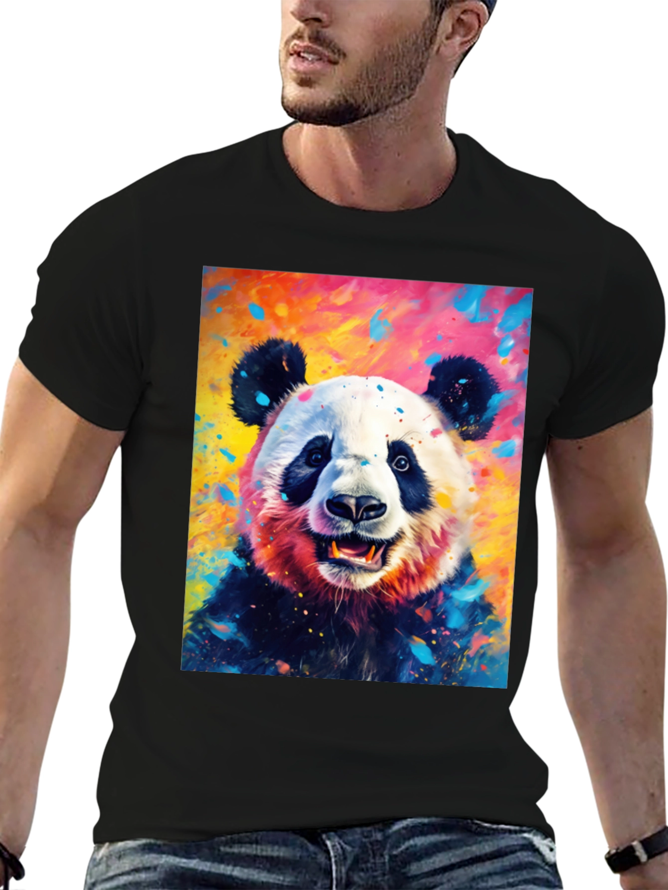 Colorful Panda Graphic T-Shirt - Unique Animal Design