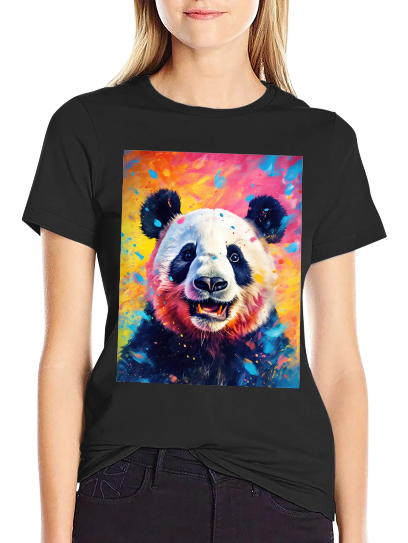 Colorful Panda Graphic T-Shirt - Unique Animal Design