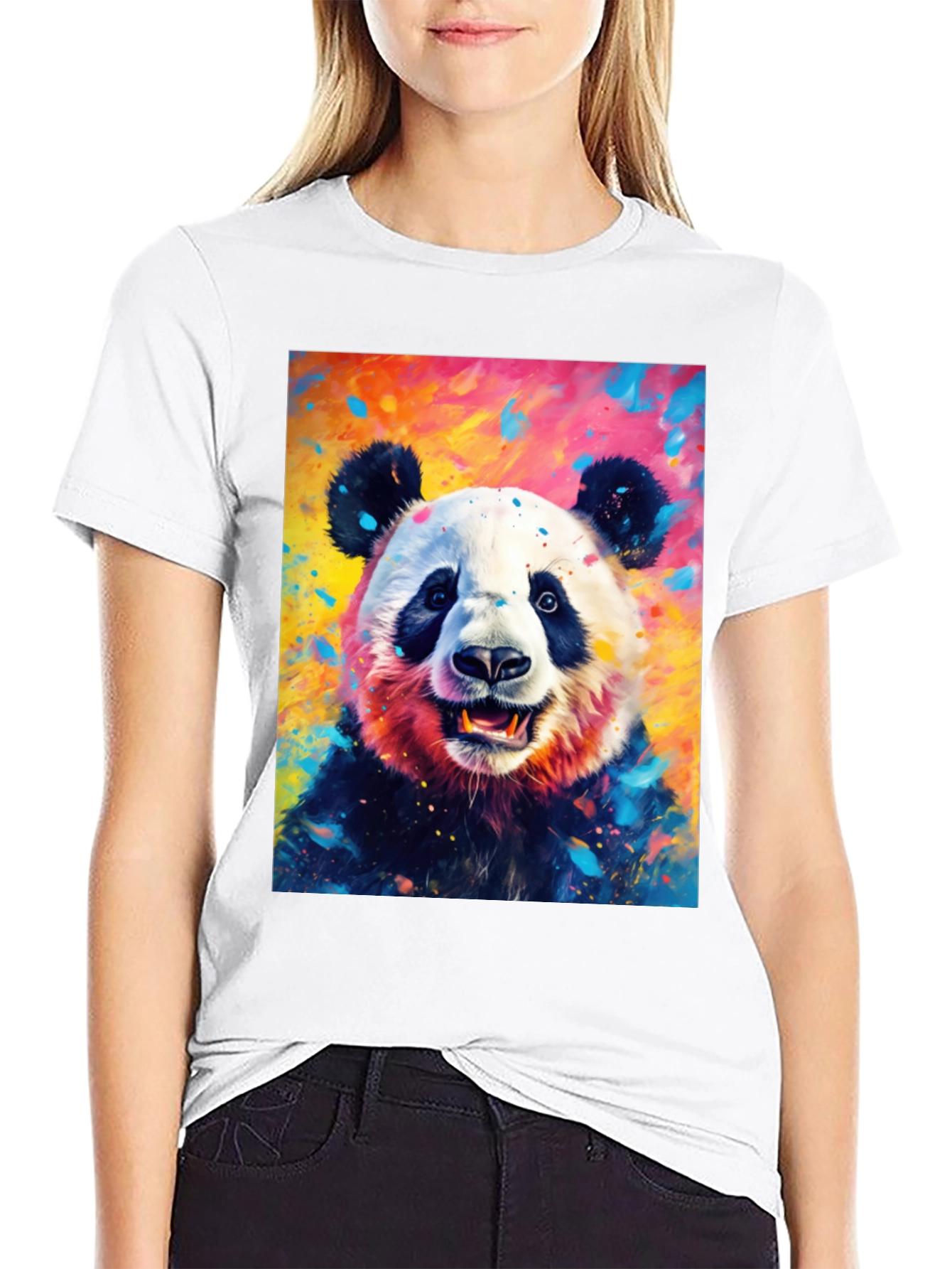 Colorful Panda Graphic T-Shirt - Unique Animal Design