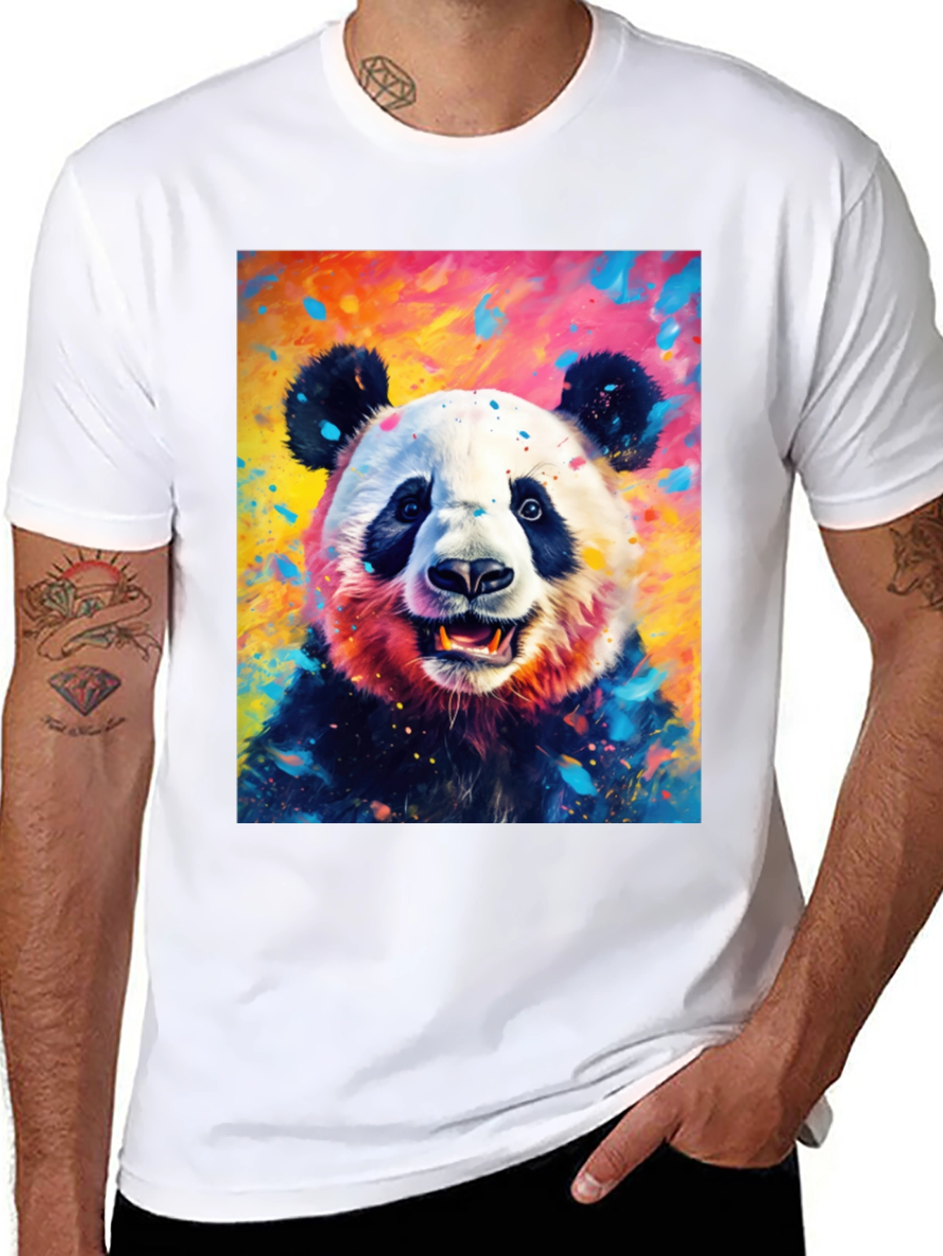 Colorful Panda Graphic T-Shirt - Unique Animal Design