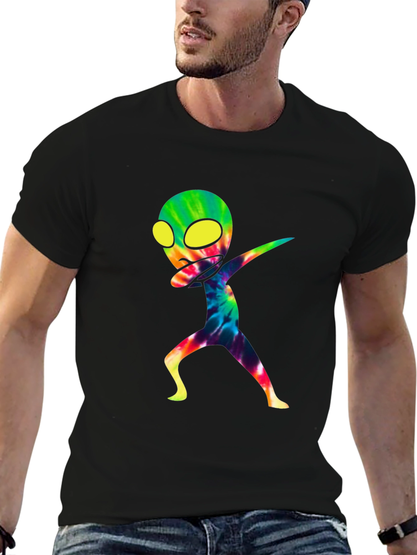 Dabbing Alien Graphic Tee - Cool Tie-Dye Design