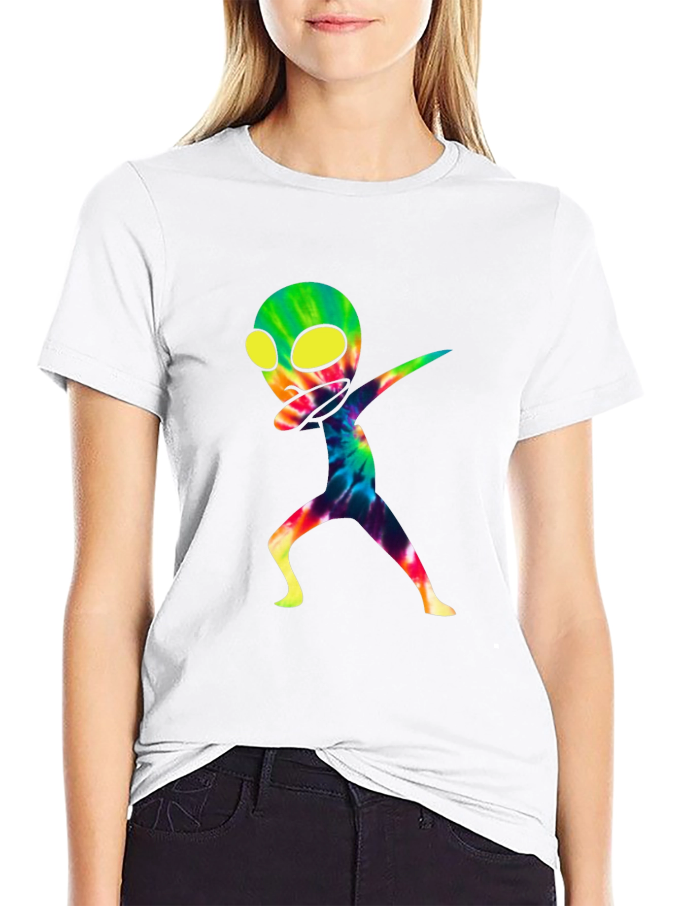 Dabbing Alien Graphic Tee - Cool Tie-Dye Design