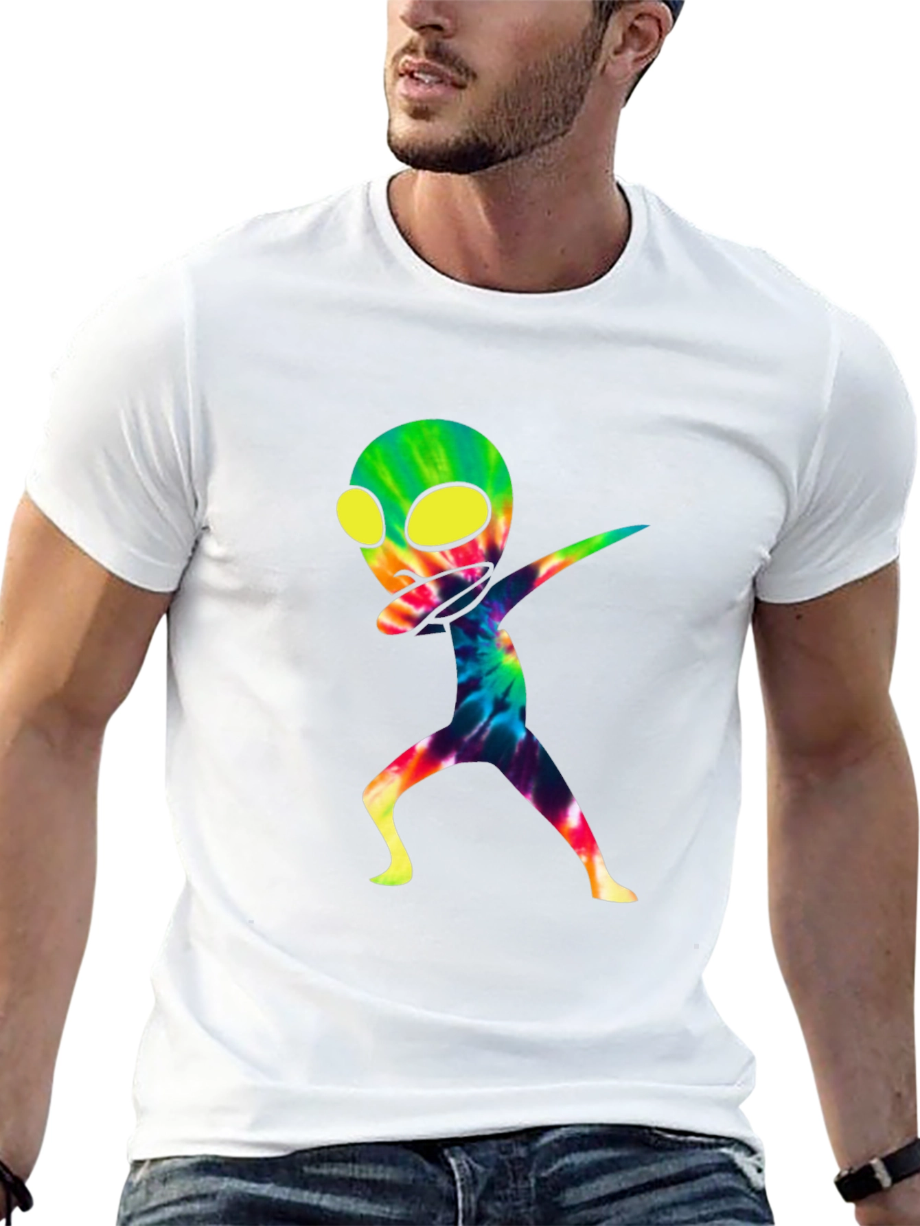 Dabbing Alien Graphic Tee - Cool Tie-Dye Design