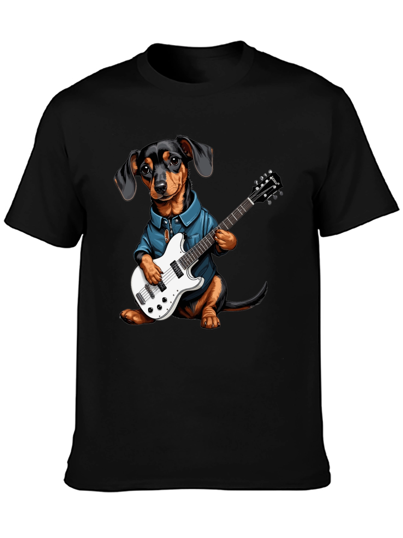 Dachshund Guitarist Tee - Cool Dog Lover Shirt