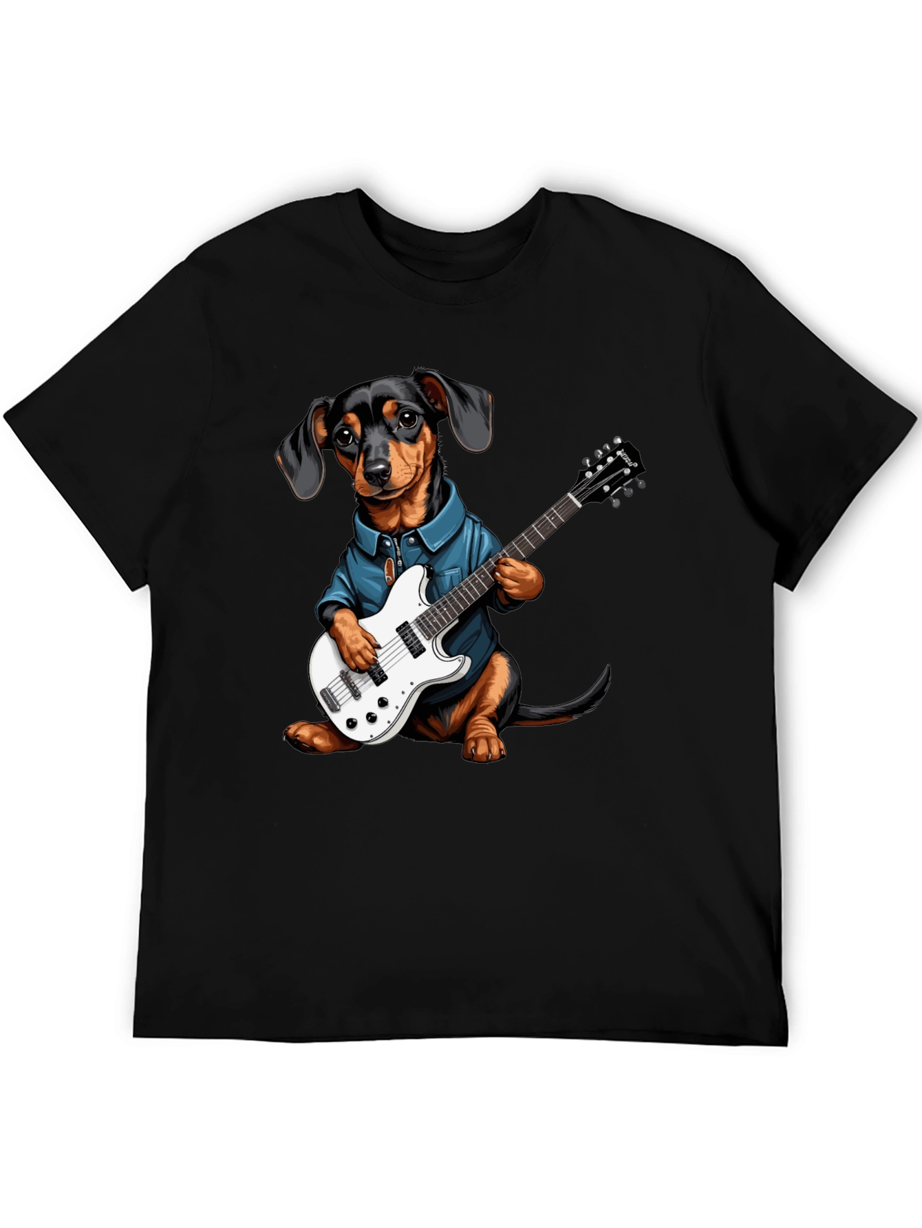 Dachshund Guitarist Tee - Cool Dog Lover Shirt