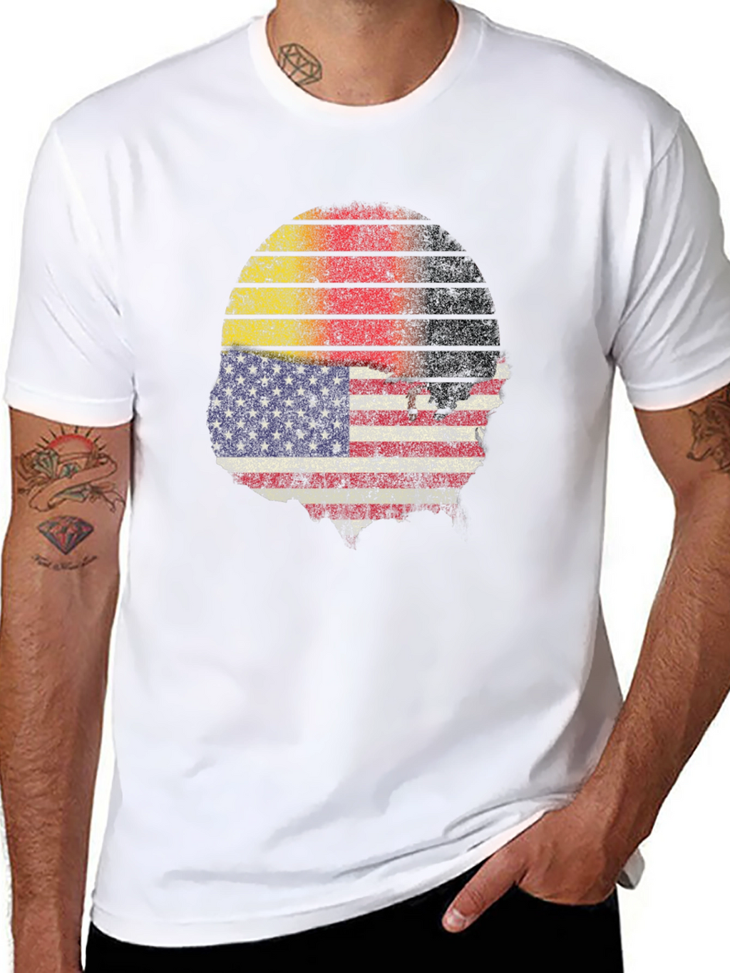 Distressed USA German Flag Graphic T-Shirt