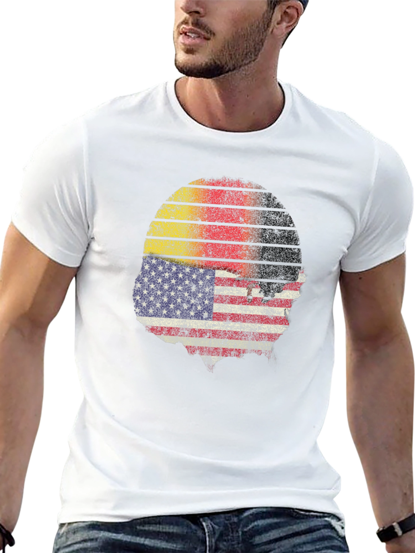 Distressed USA German Flag Graphic T-Shirt