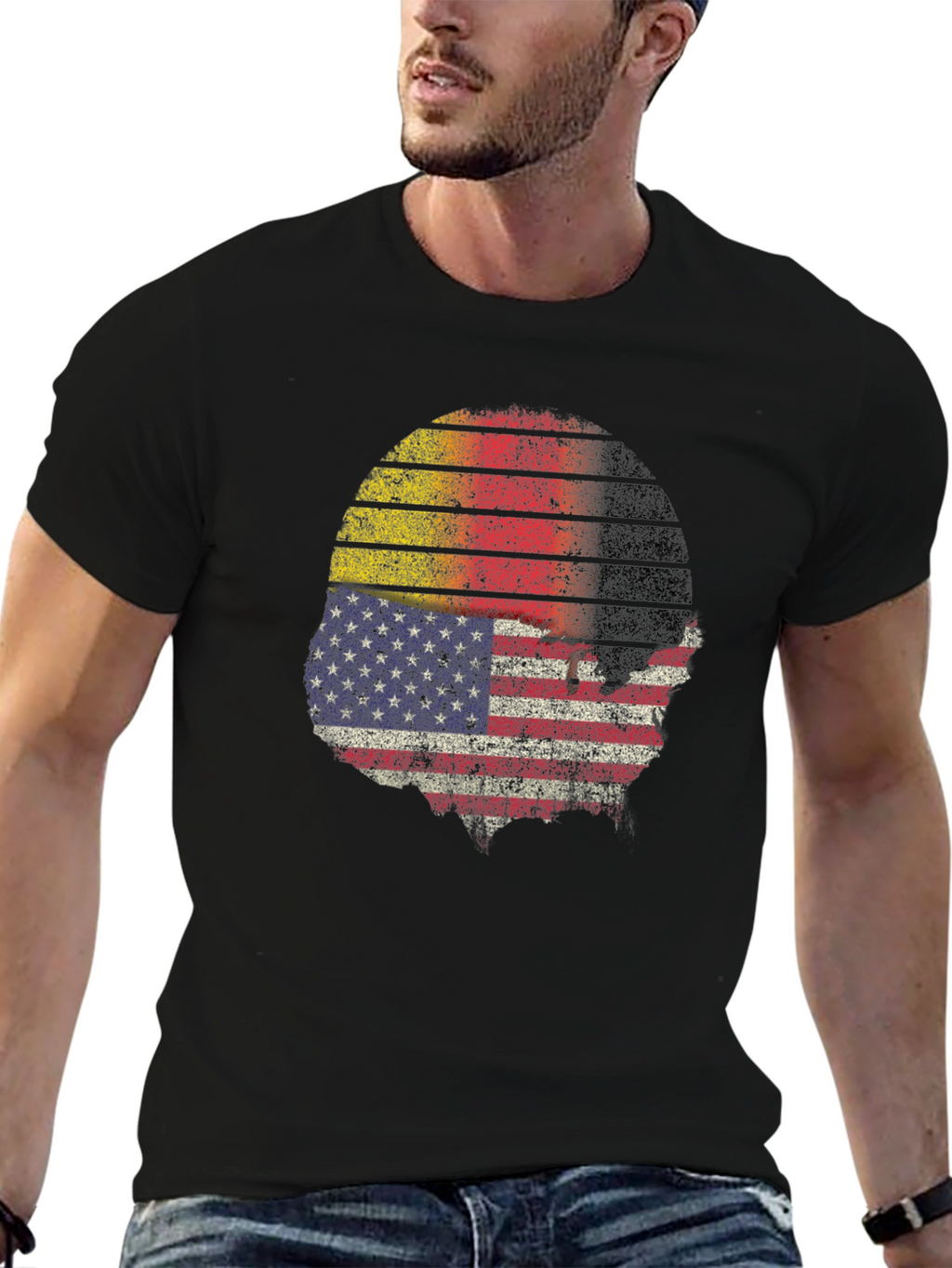 Distressed USA German Flag Graphic T-Shirt
