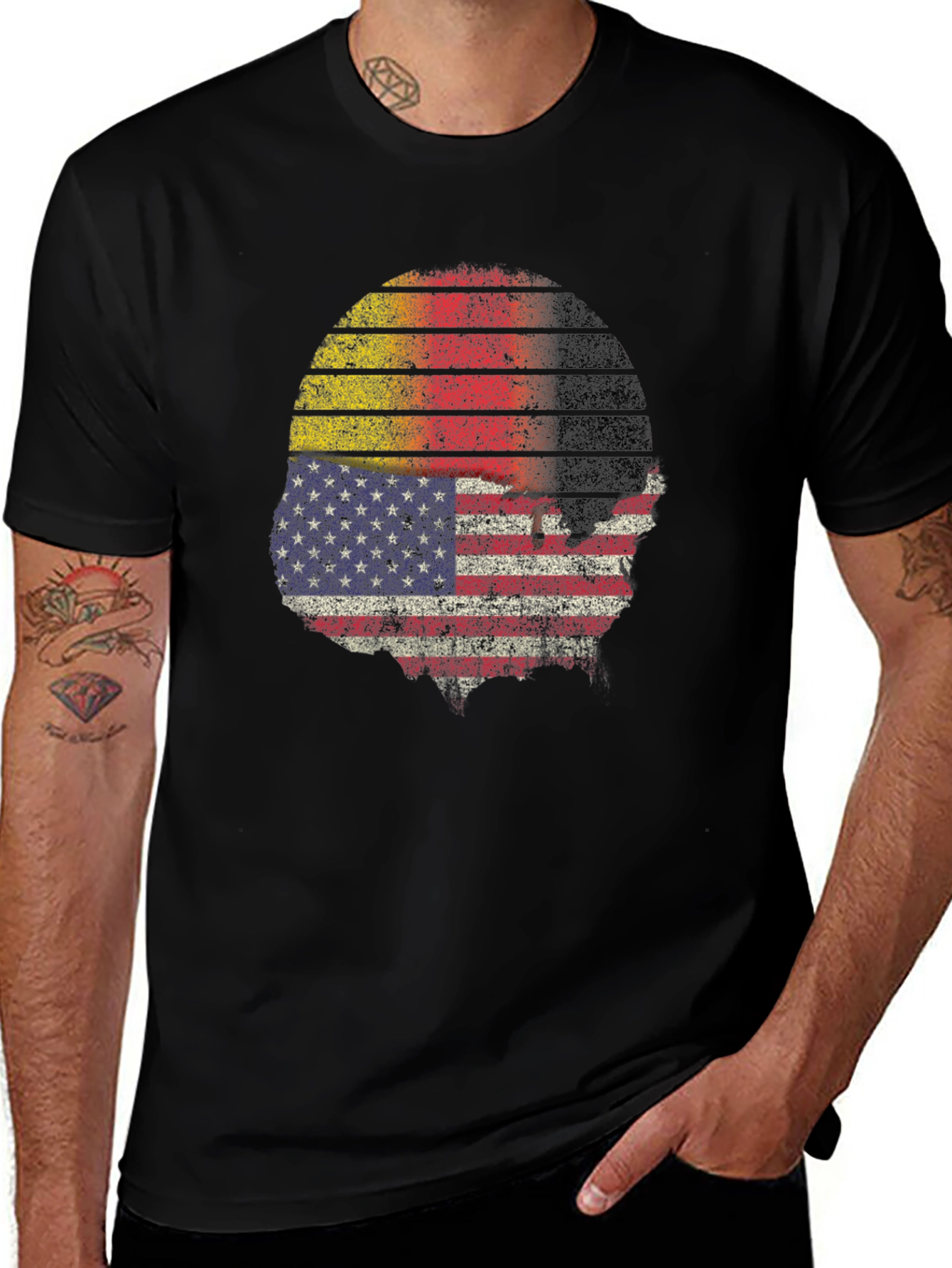 Distressed USA German Flag Graphic T-Shirt