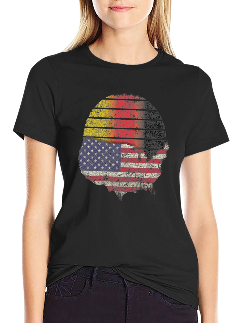 Distressed USA German Flag Graphic T-Shirt