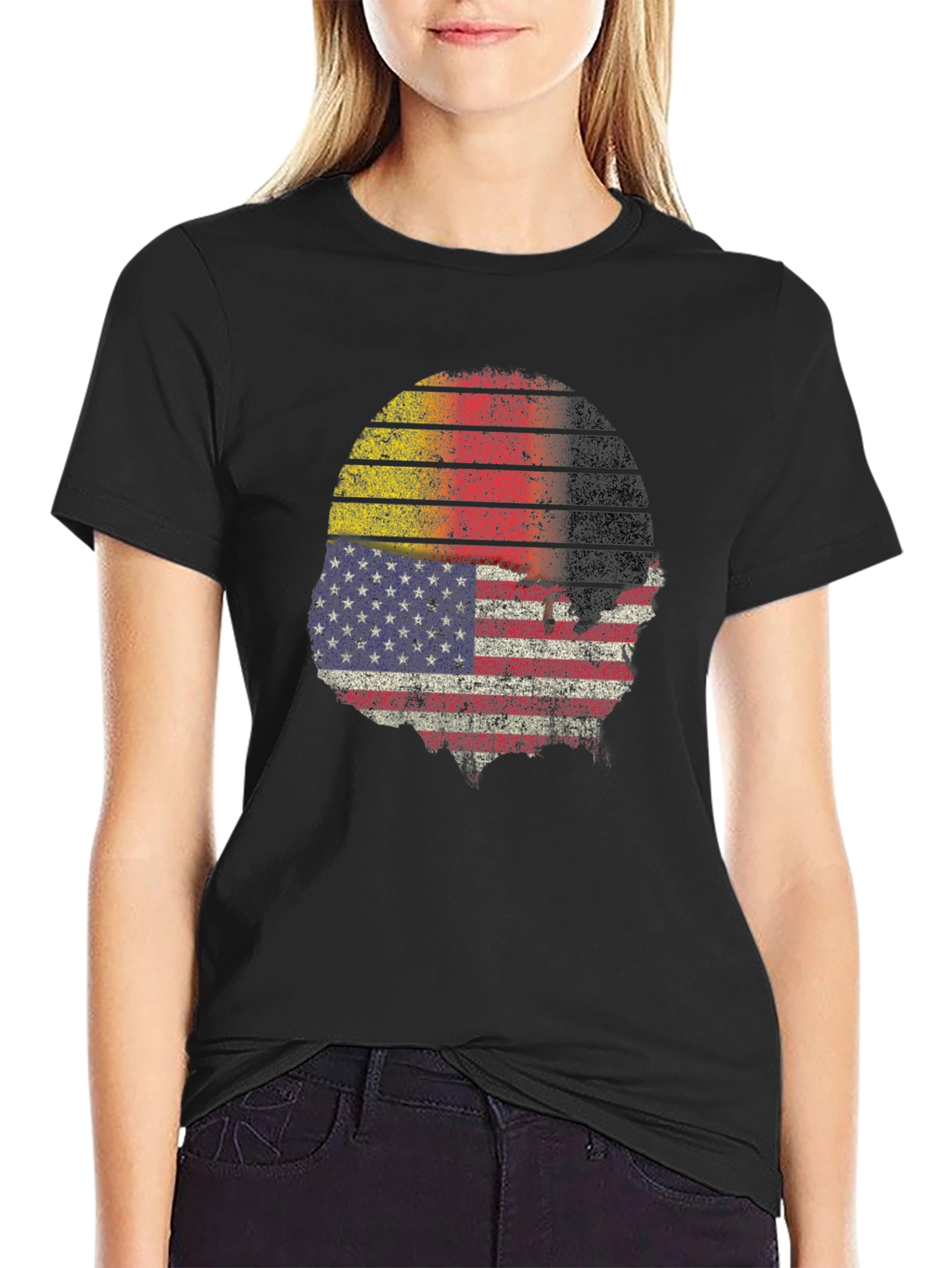 Distressed USA German Flag Graphic T-Shirt