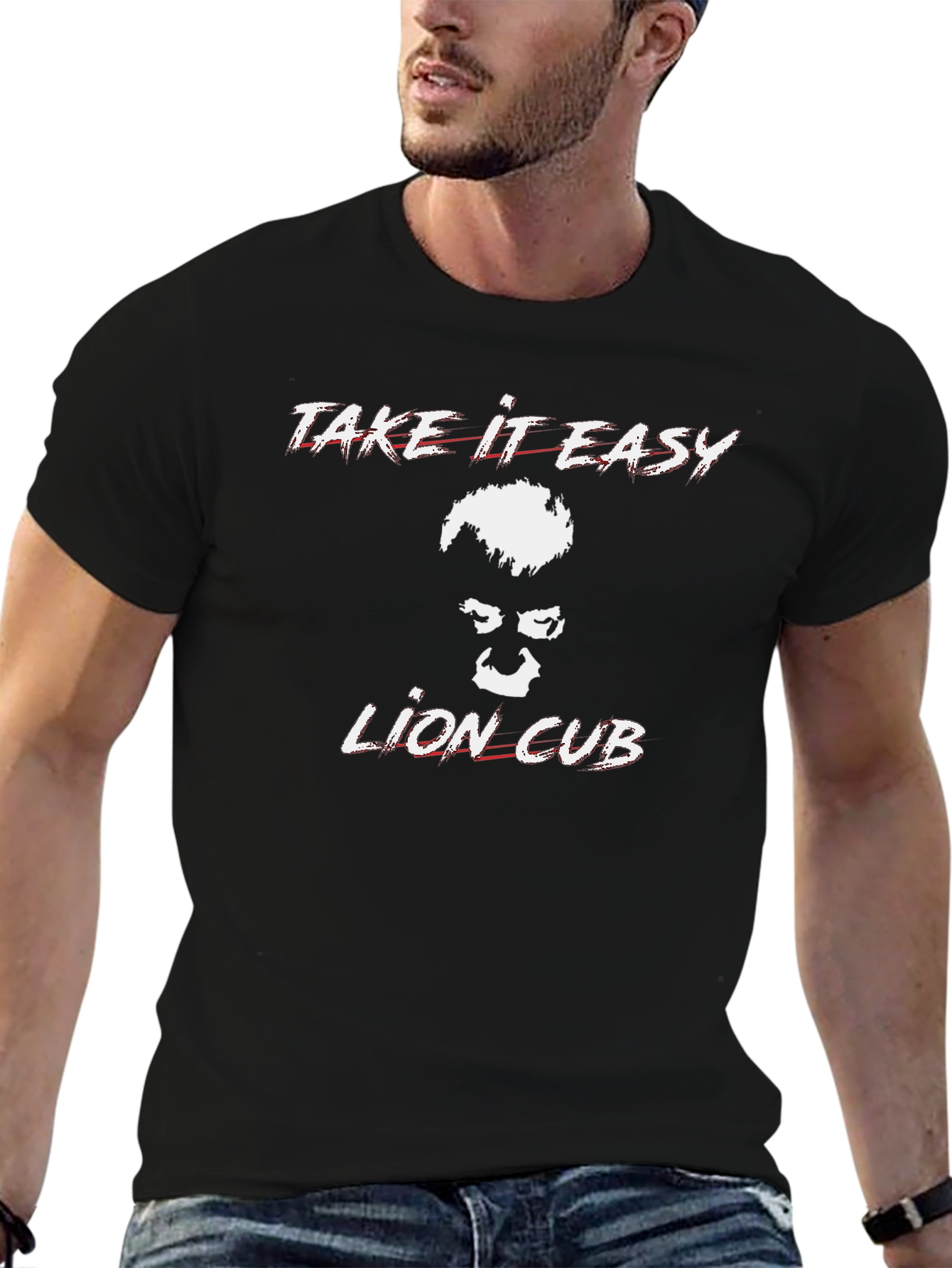 Take It Easy Lion Cub Black Graphic Tee