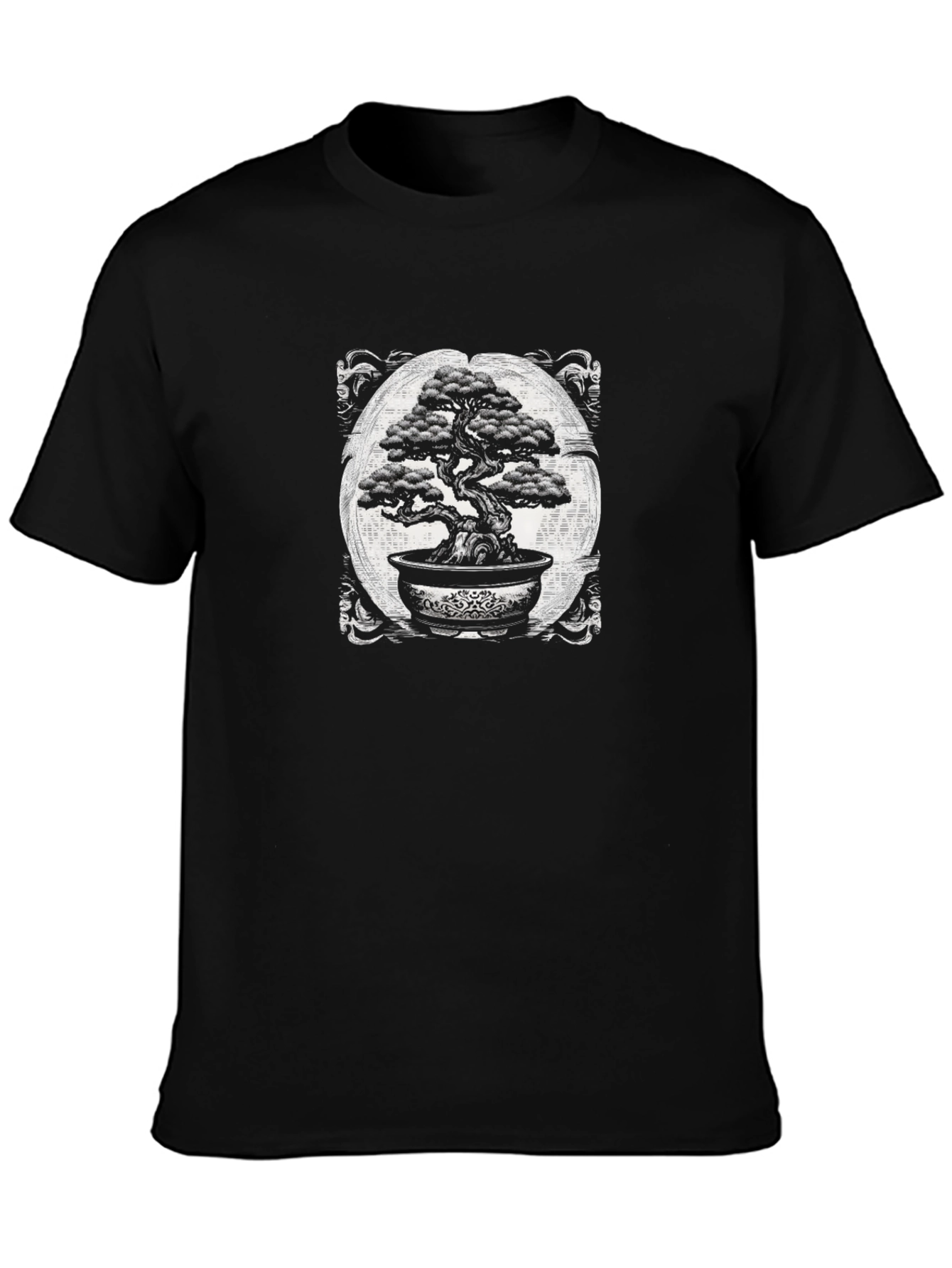 Bonsai Tree Graphic Tee - Black Cotton T-Shirt