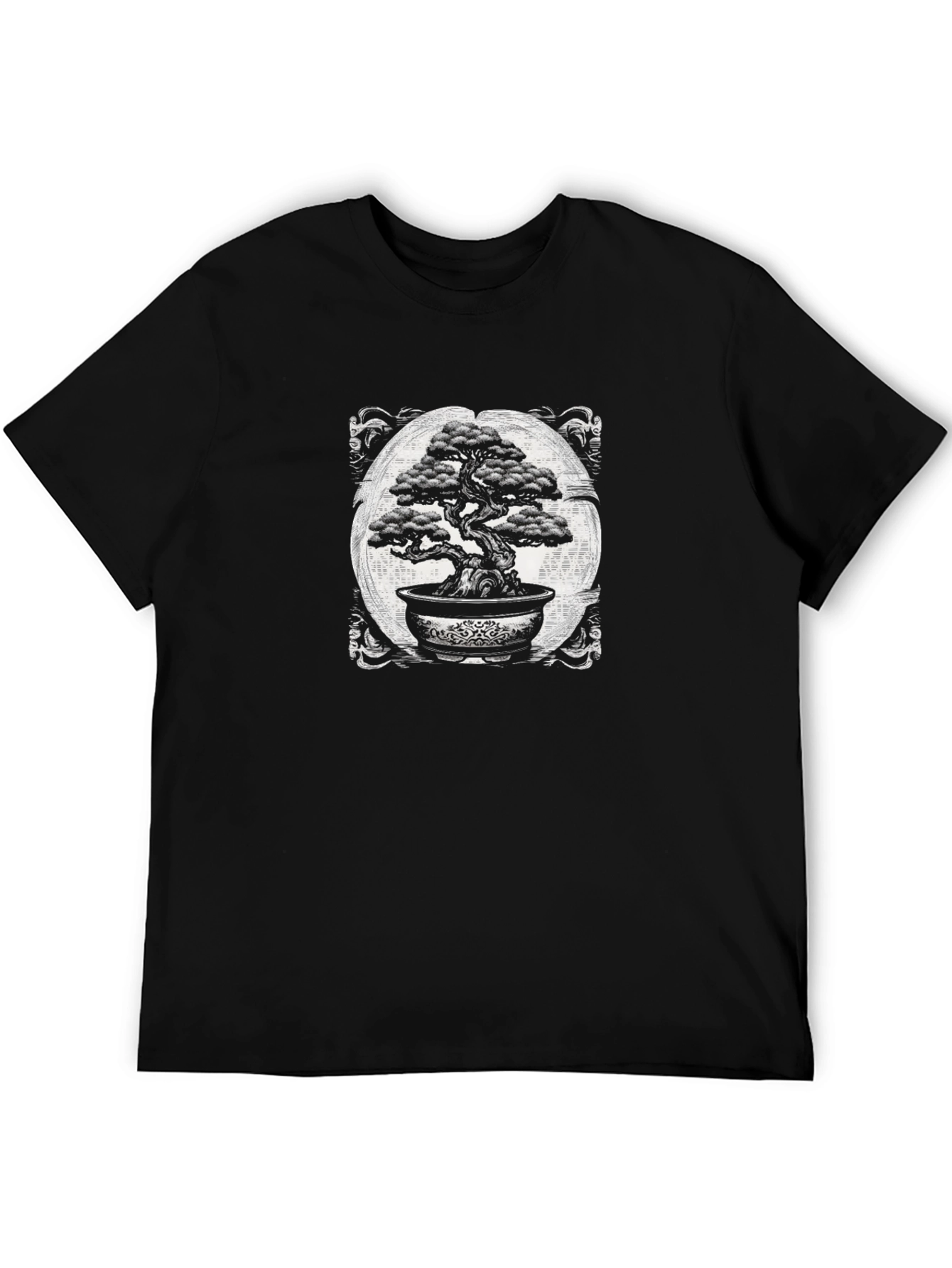 Bonsai Tree Graphic Tee - Black Cotton T-Shirt