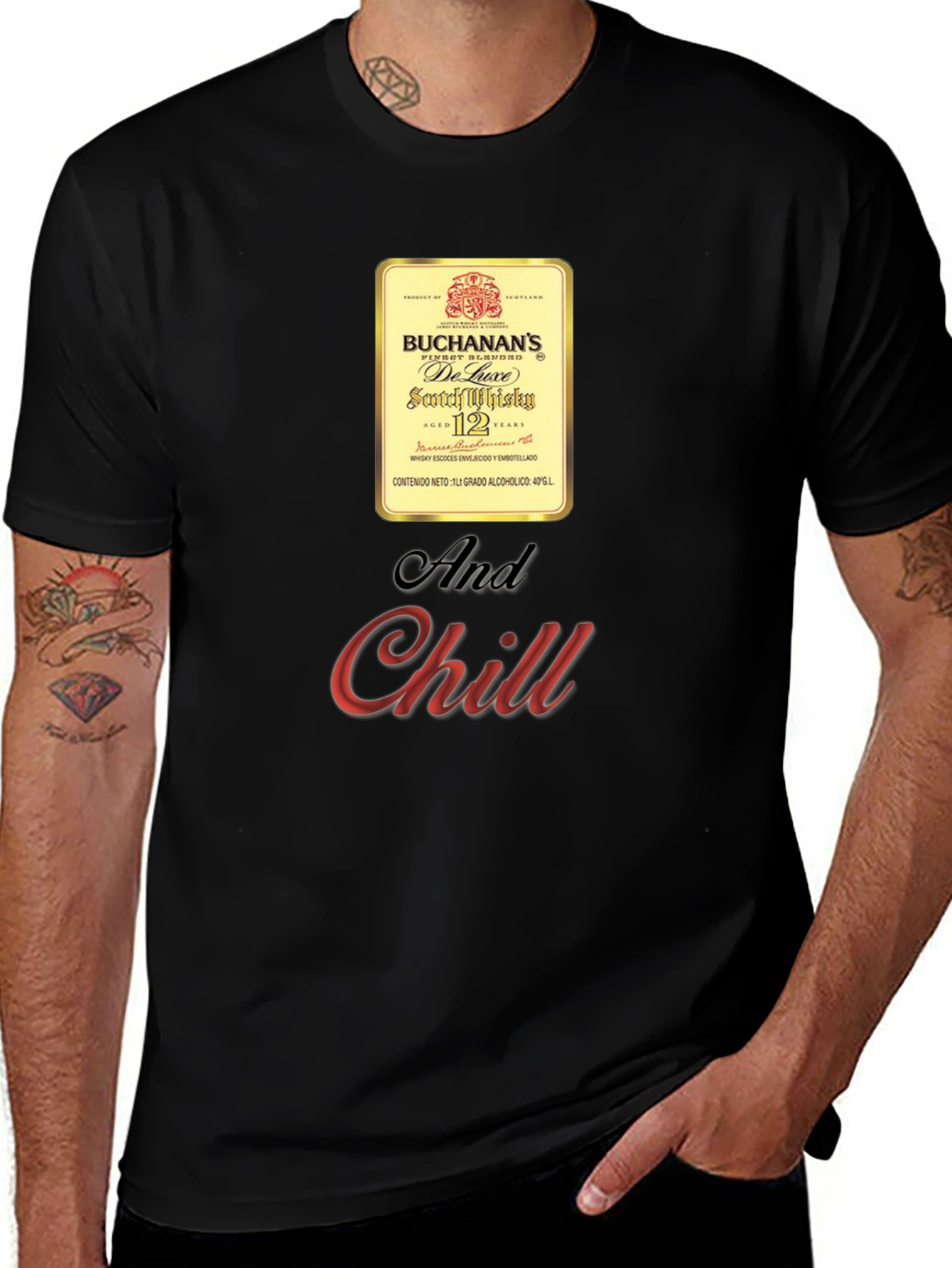 Buchanans Whisky and Chill Black T-Shirt