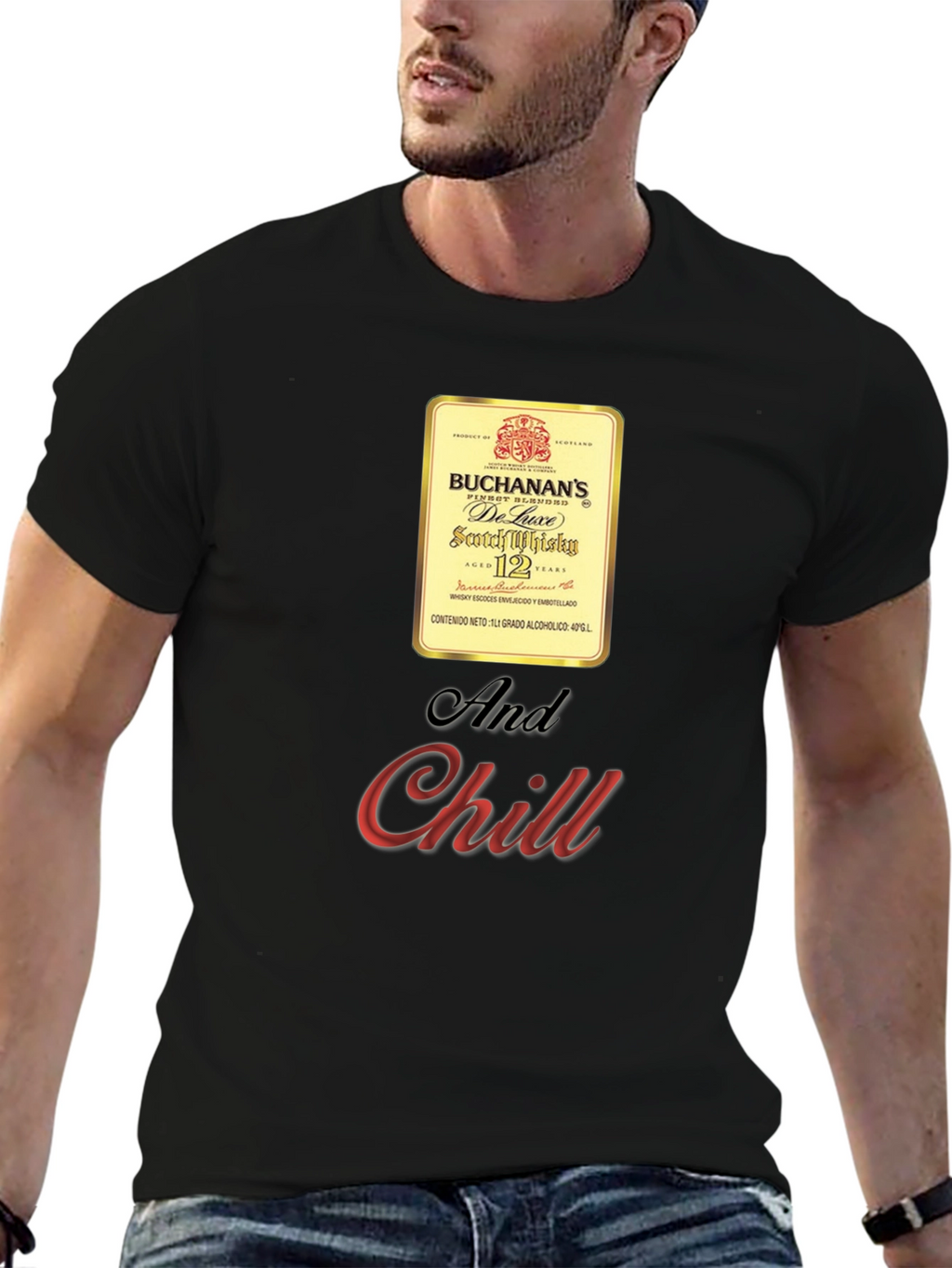 Buchanans Whisky and Chill Black T-Shirt