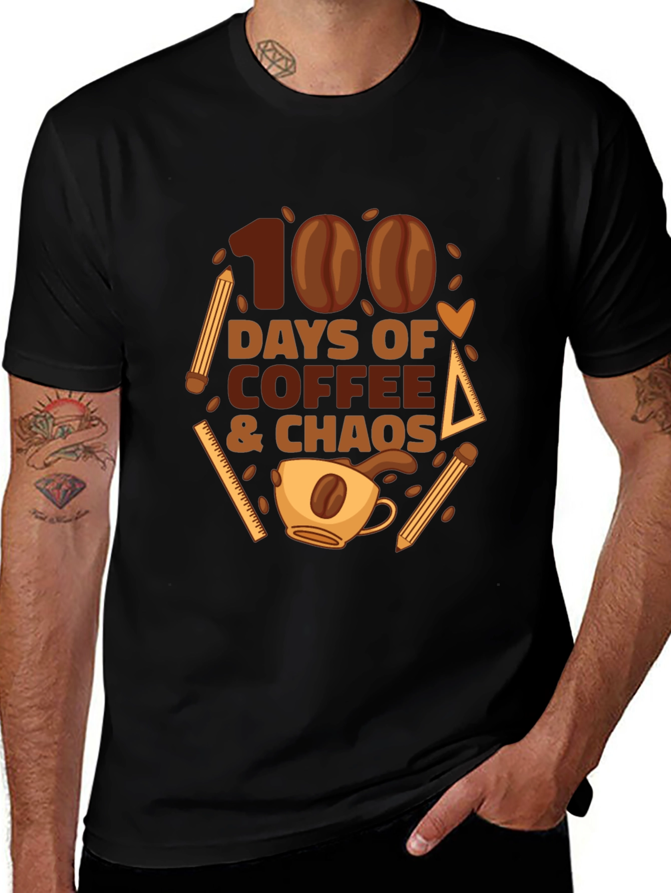 100 Days of Coffee & Chaos Teacher T-Shirt