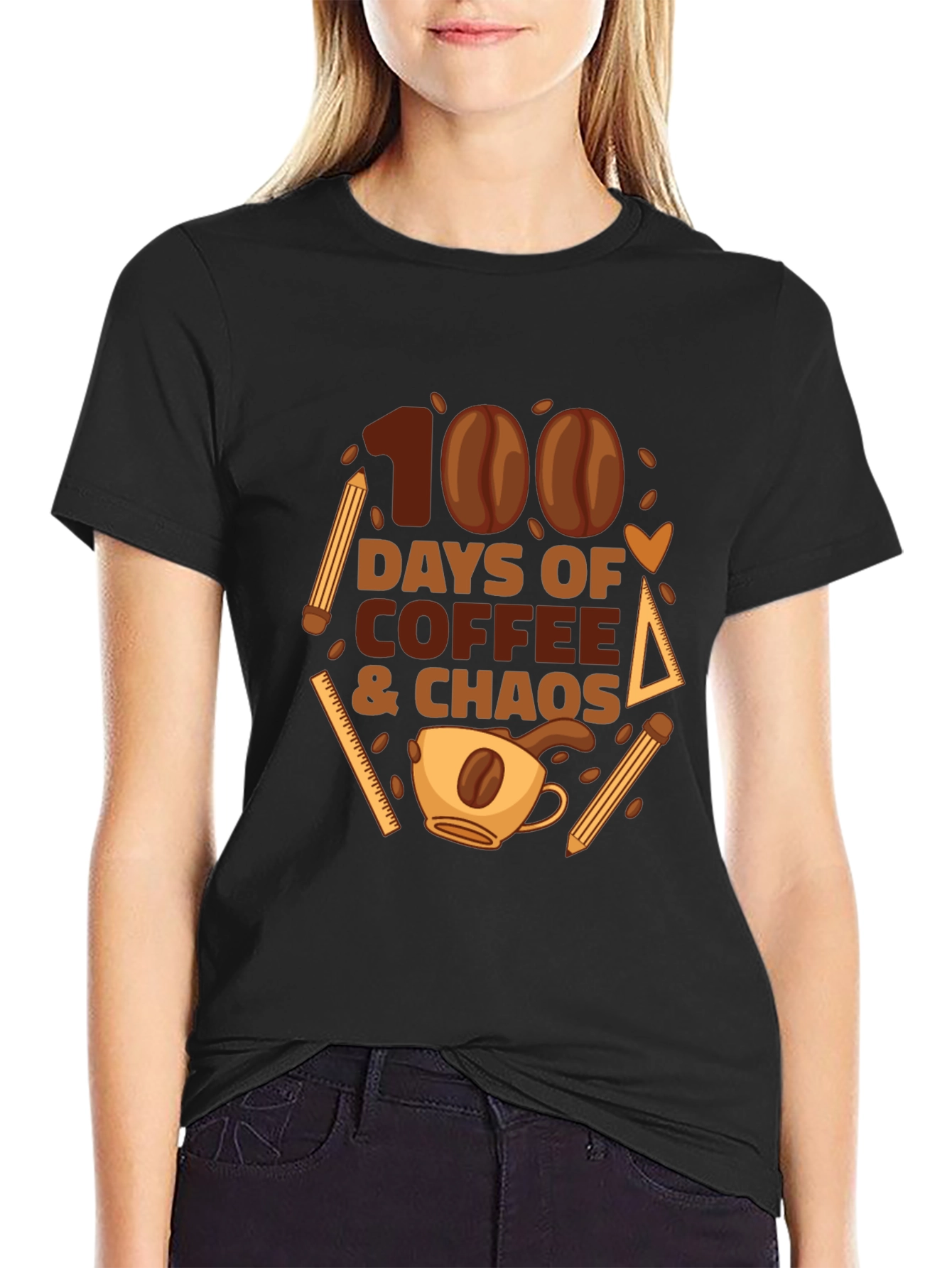 100 Days of Coffee & Chaos Teacher T-Shirt