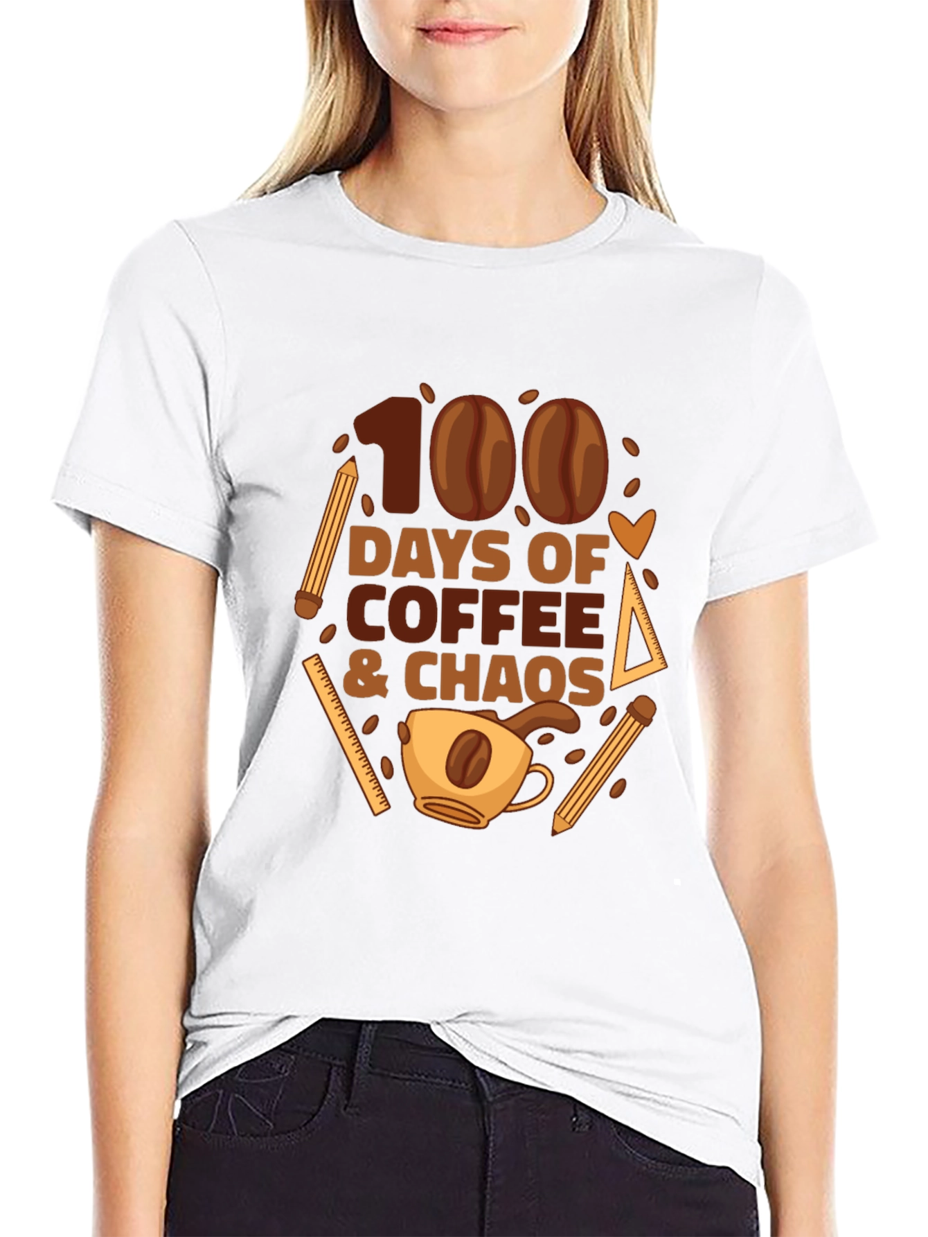 100 Days of Coffee & Chaos Teacher T-Shirt