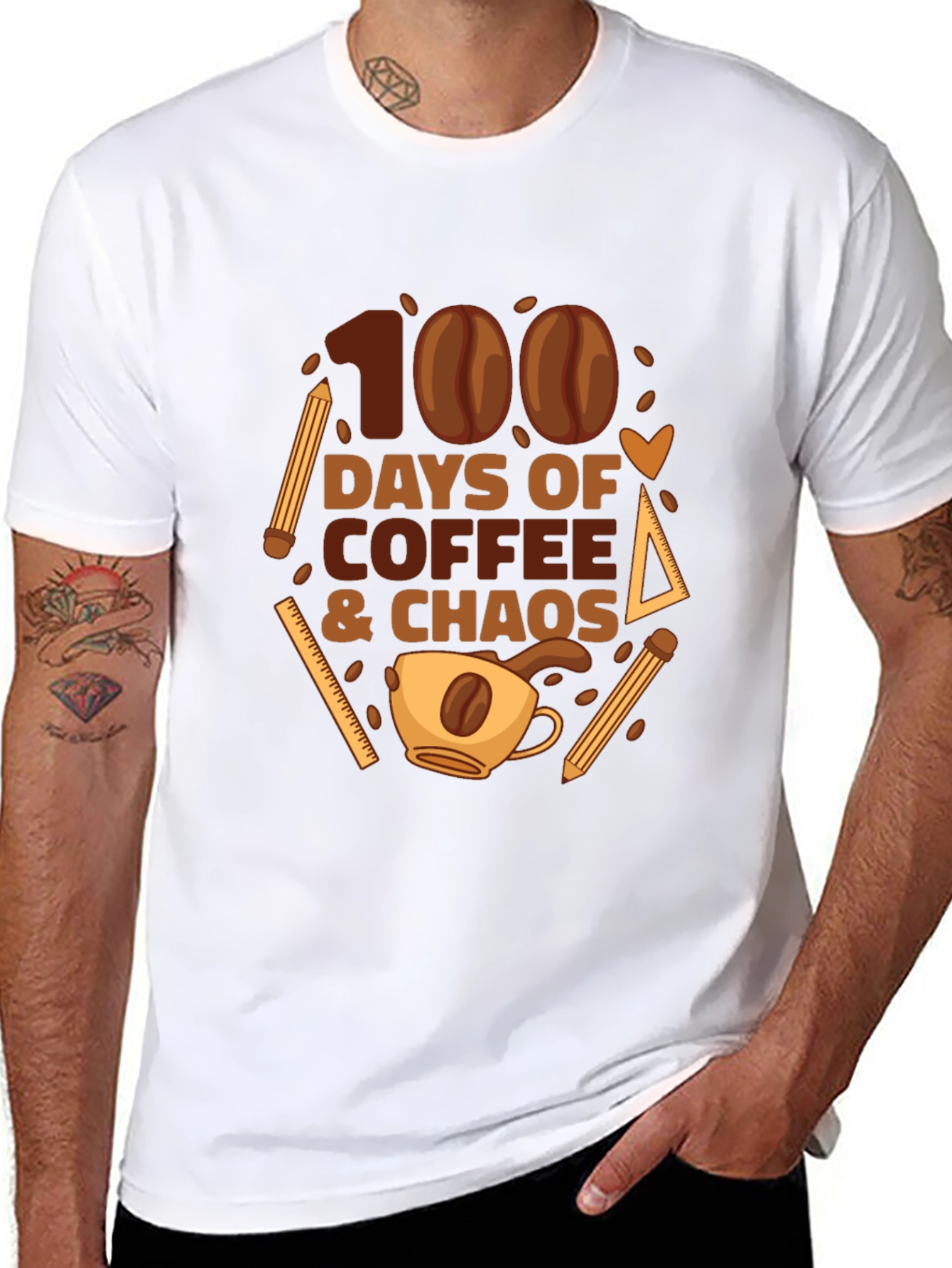 100 Days of Coffee & Chaos Teacher T-Shirt