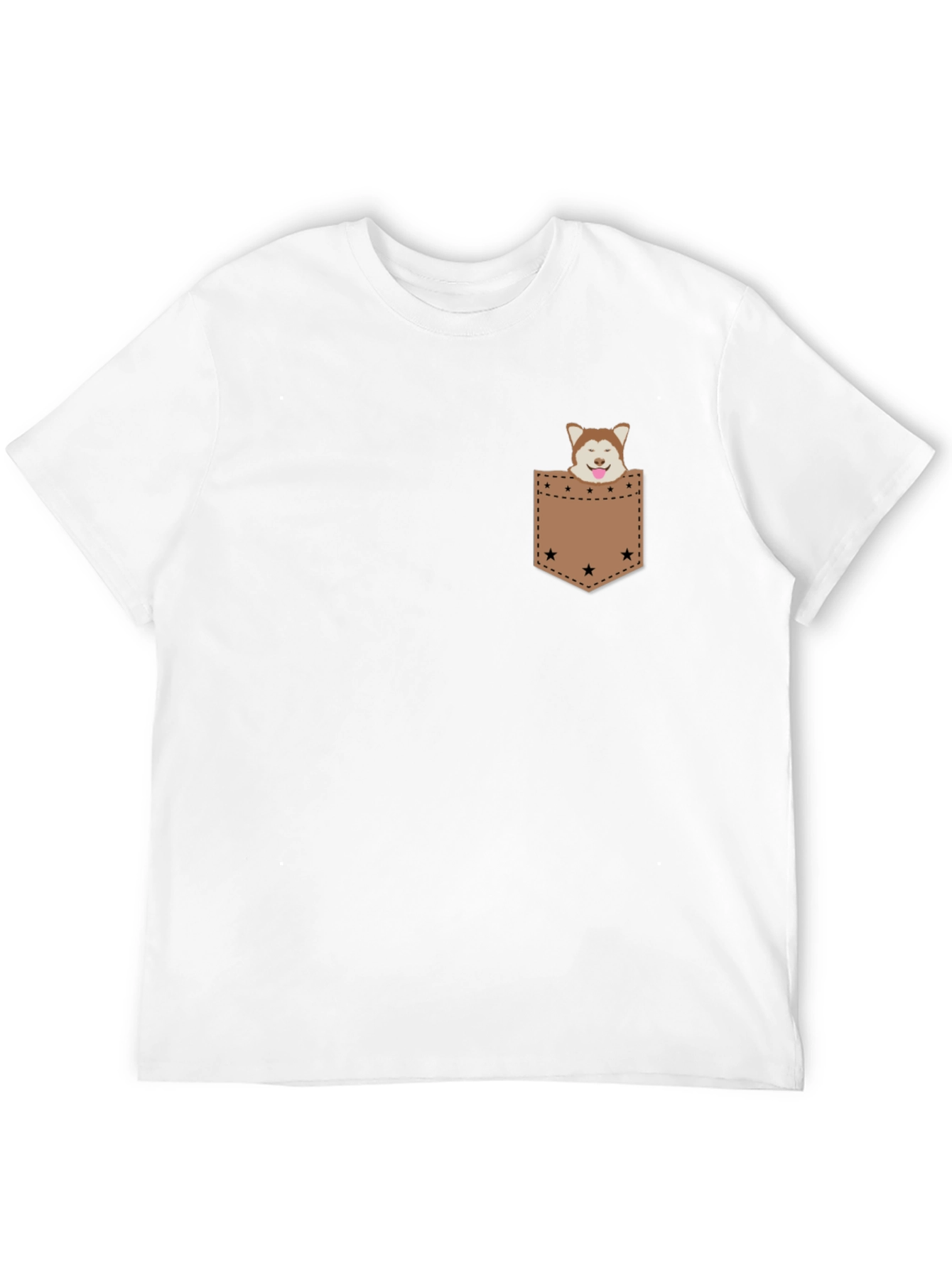 Dog in Pocket Tee - Casual Graphic T-Shirt