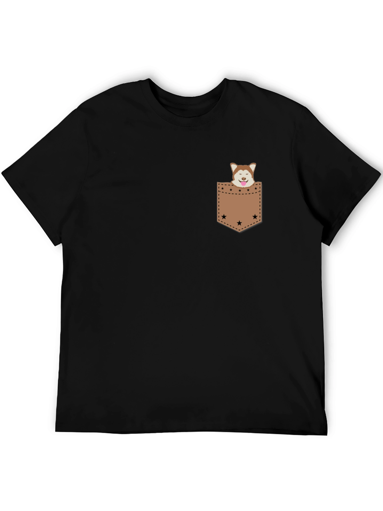 Dog in Pocket Tee - Casual Graphic T-Shirt