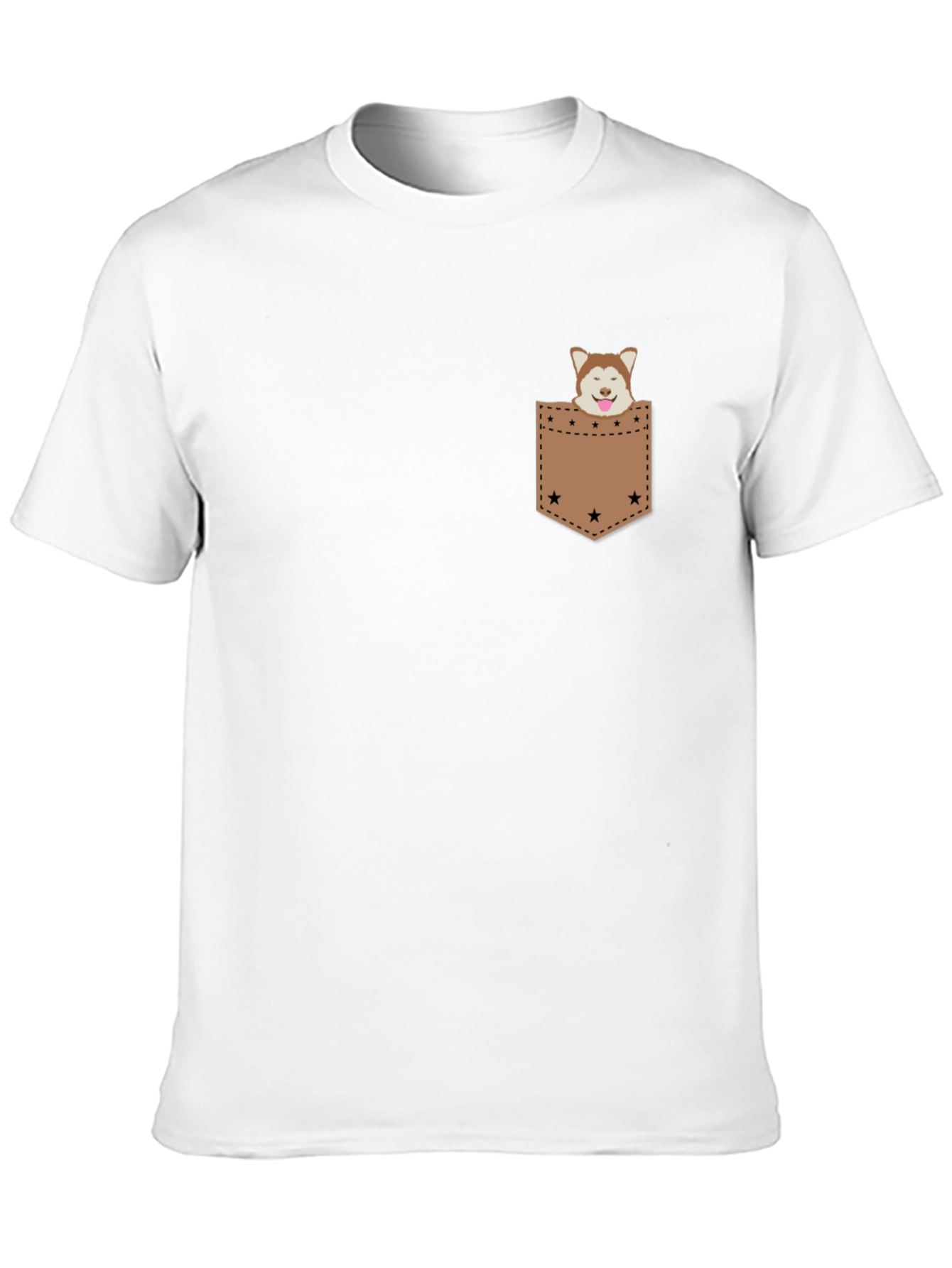 Dog in Pocket Tee - Casual Graphic T-Shirt